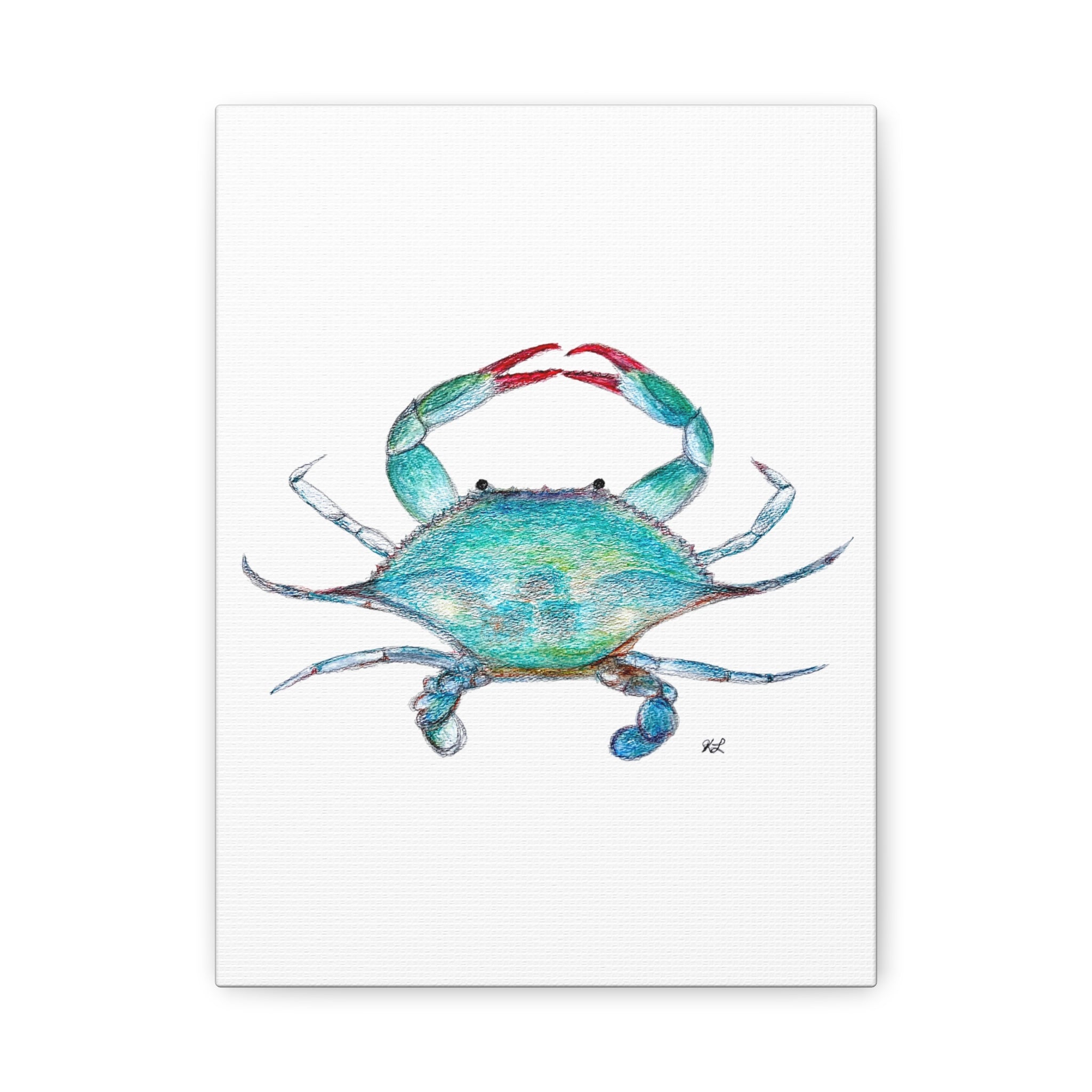 Blue Crab watercolor Canvas Print
