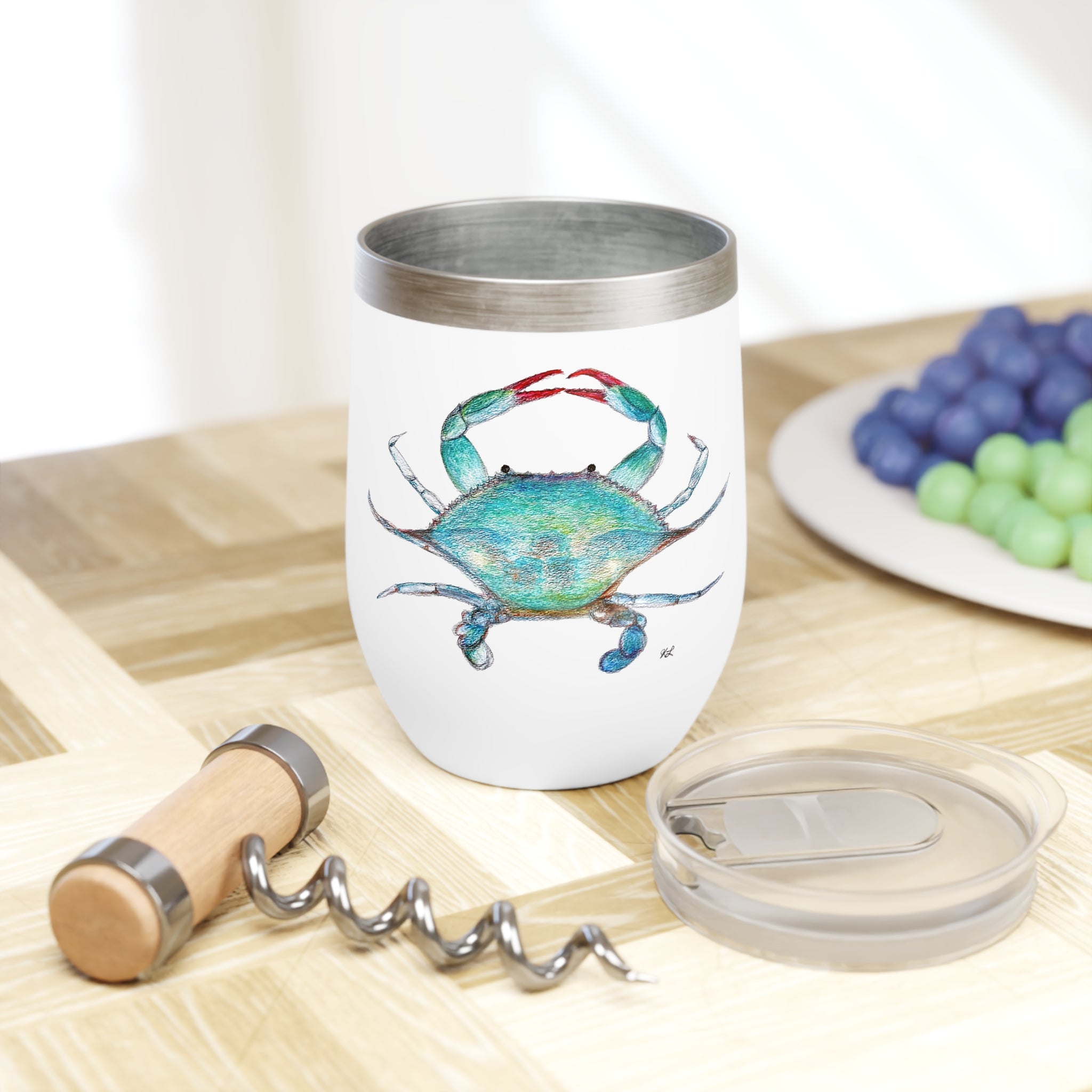 Blue Crab watercolor Wine Tumbler