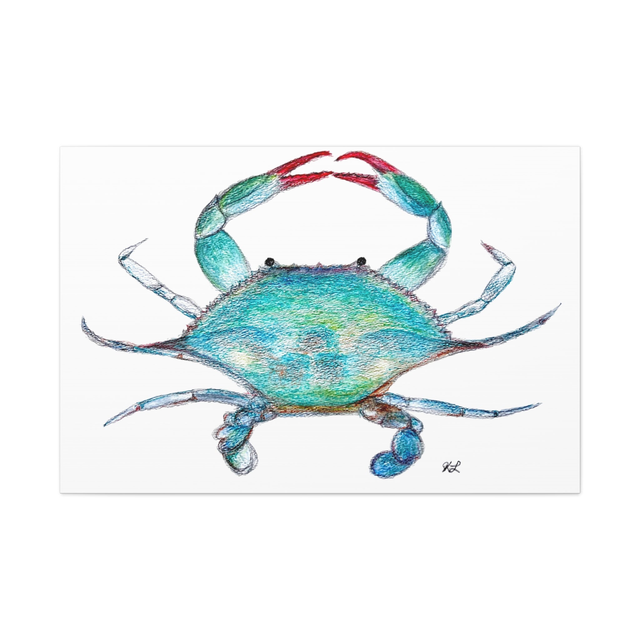 Blue Crab watercolor Canvas Print