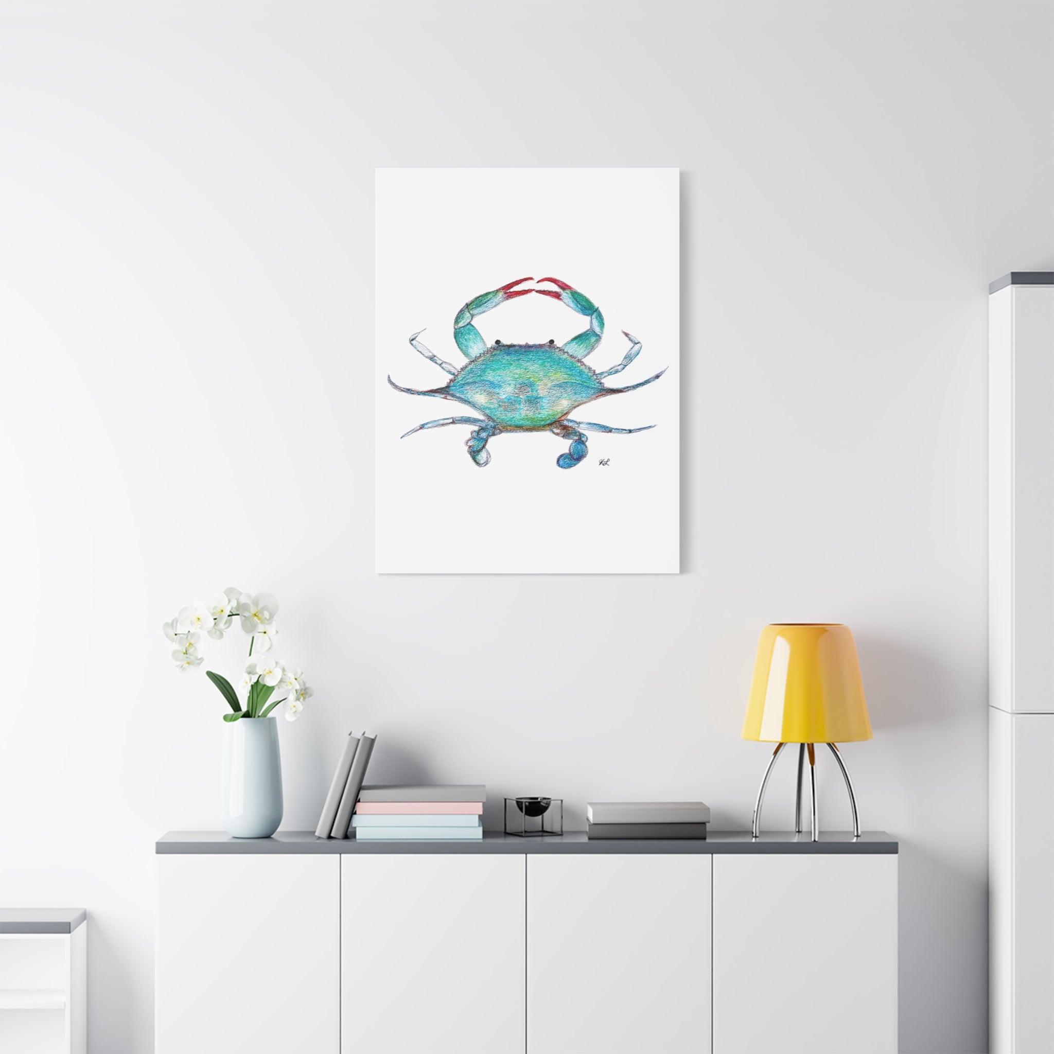 Blue Crab watercolor Canvas Print