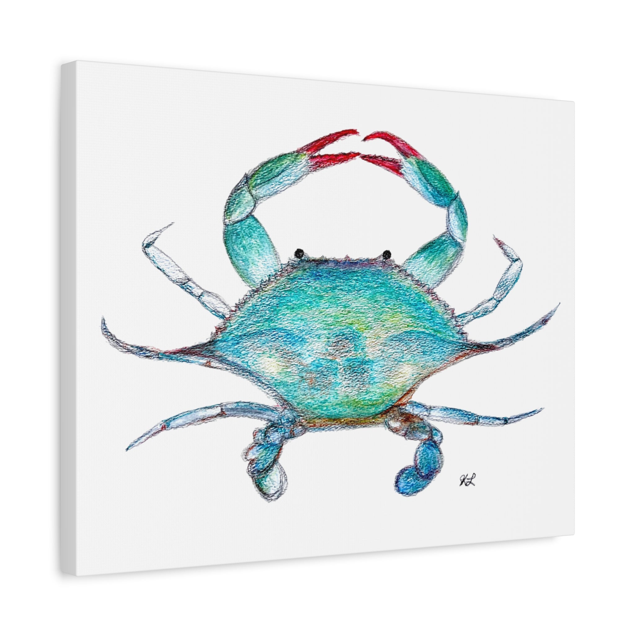 Blue Crab watercolor Canvas Print