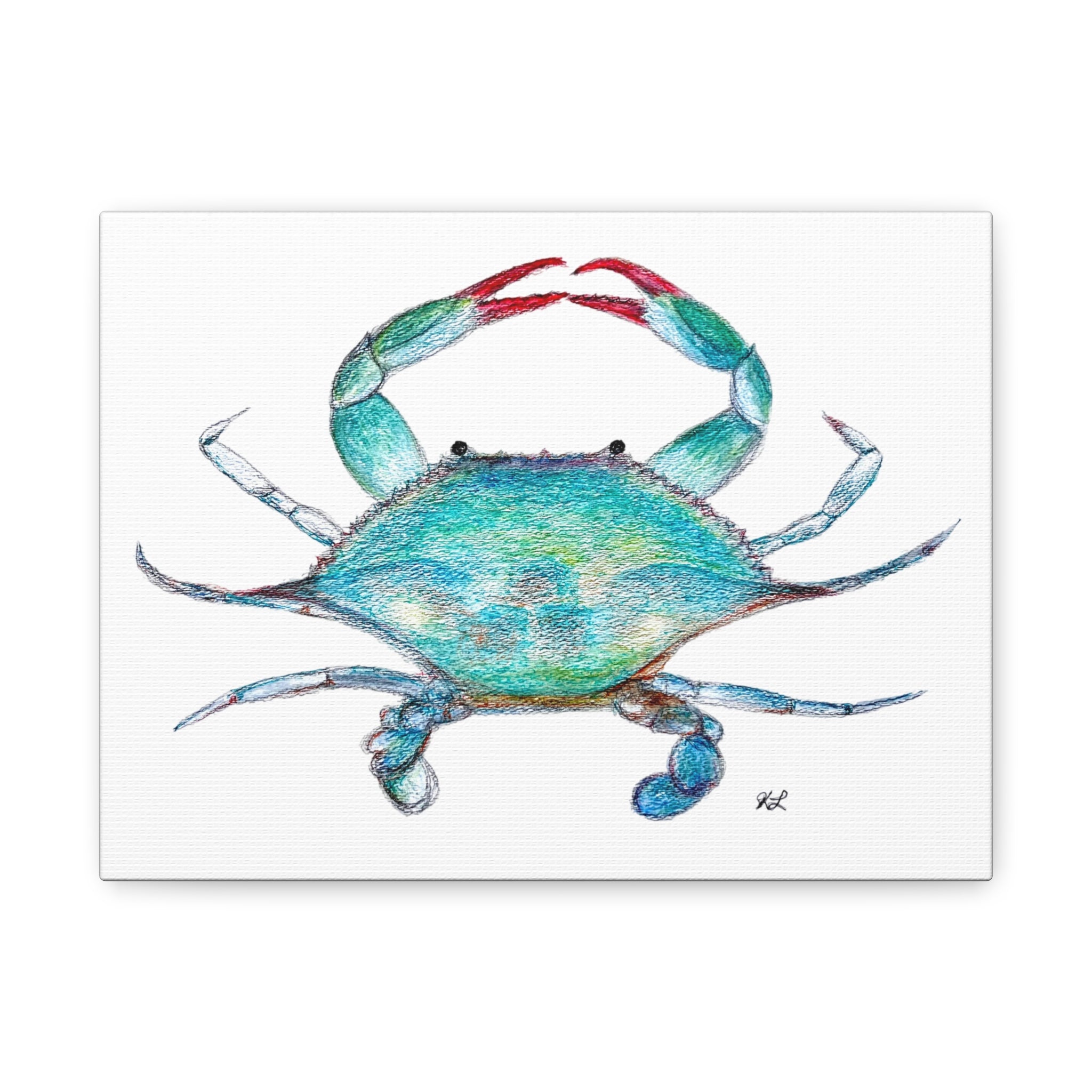 Blue Crab watercolor Canvas Print