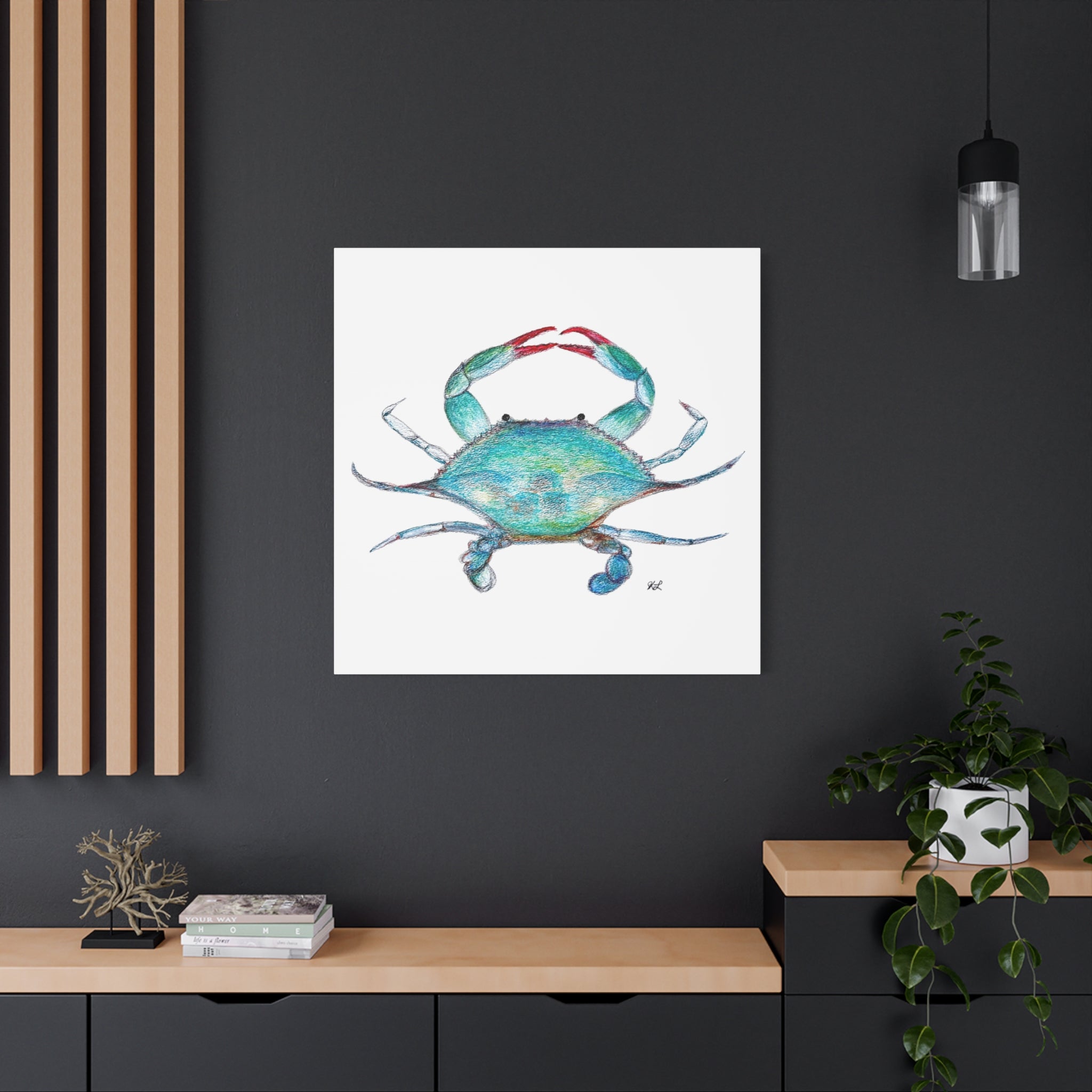 Blue Crab watercolor Canvas Print