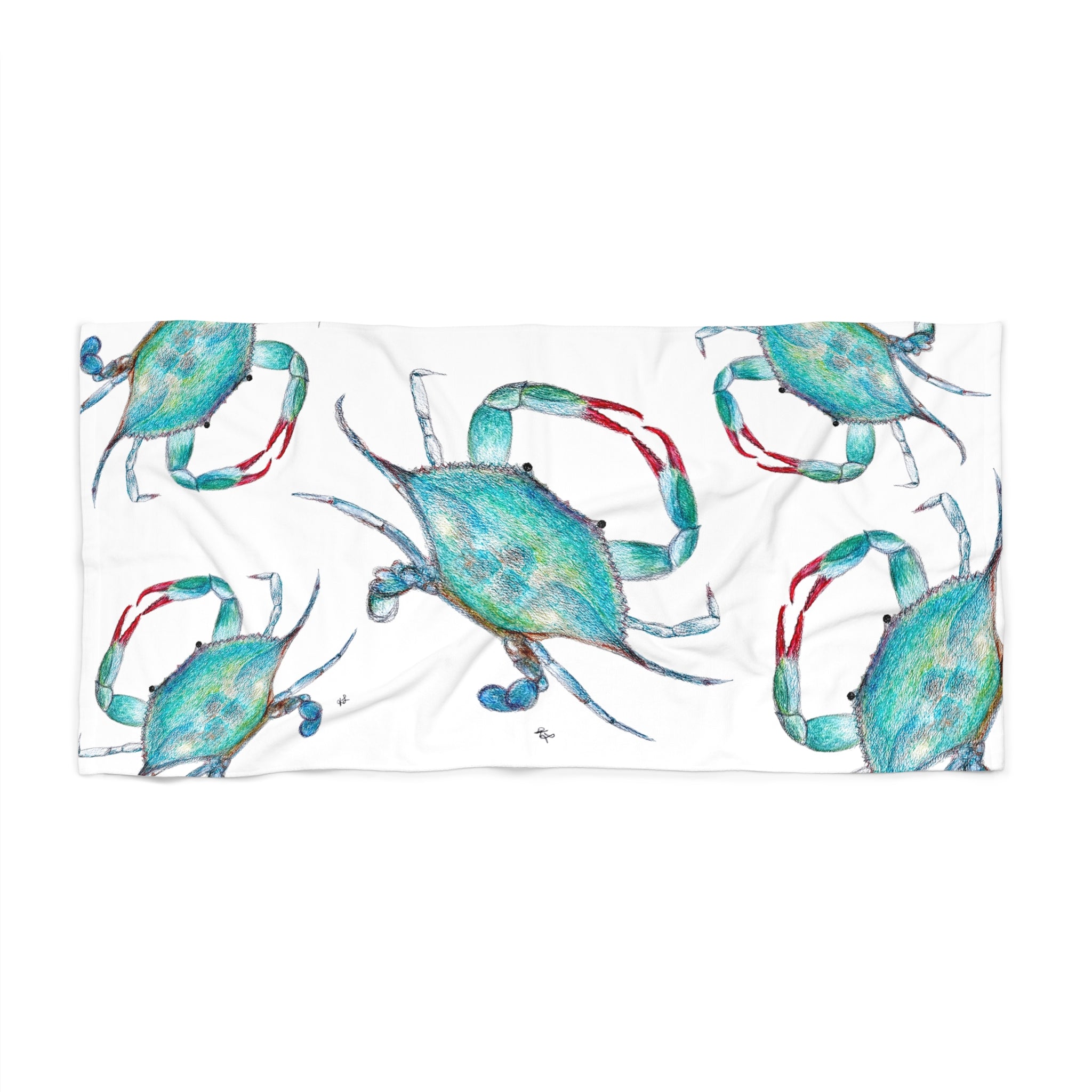Blue Crab watercolor Beach Towel