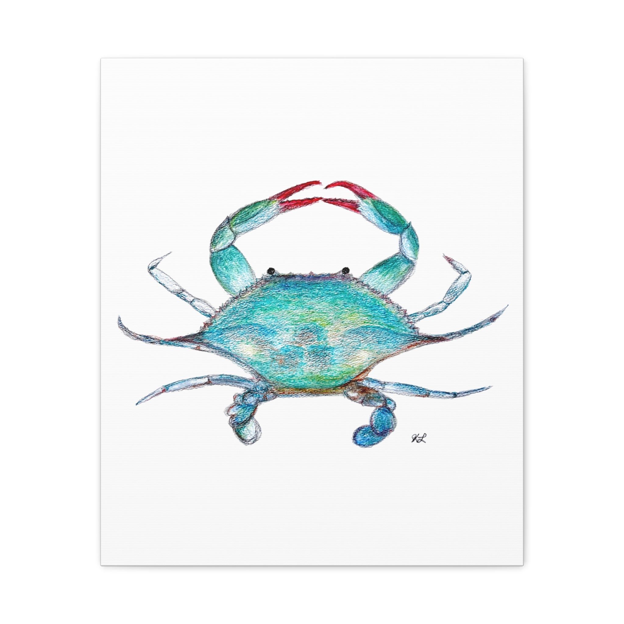 Blue Crab watercolor Canvas Print