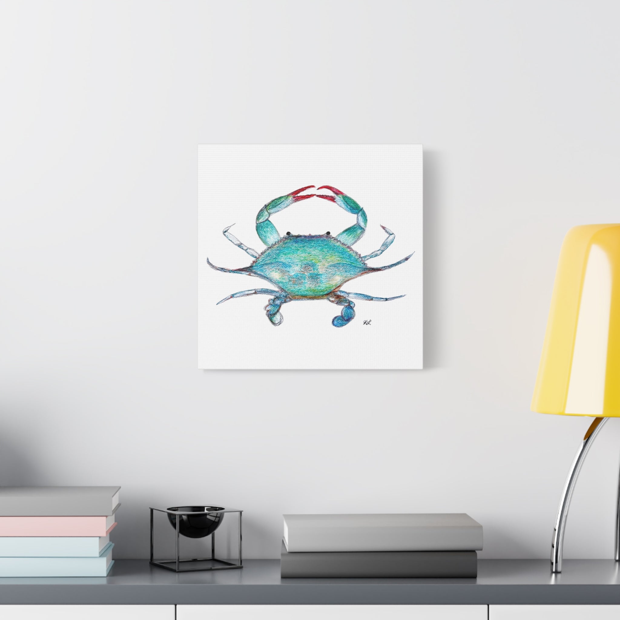 Blue Crab watercolor Canvas Print