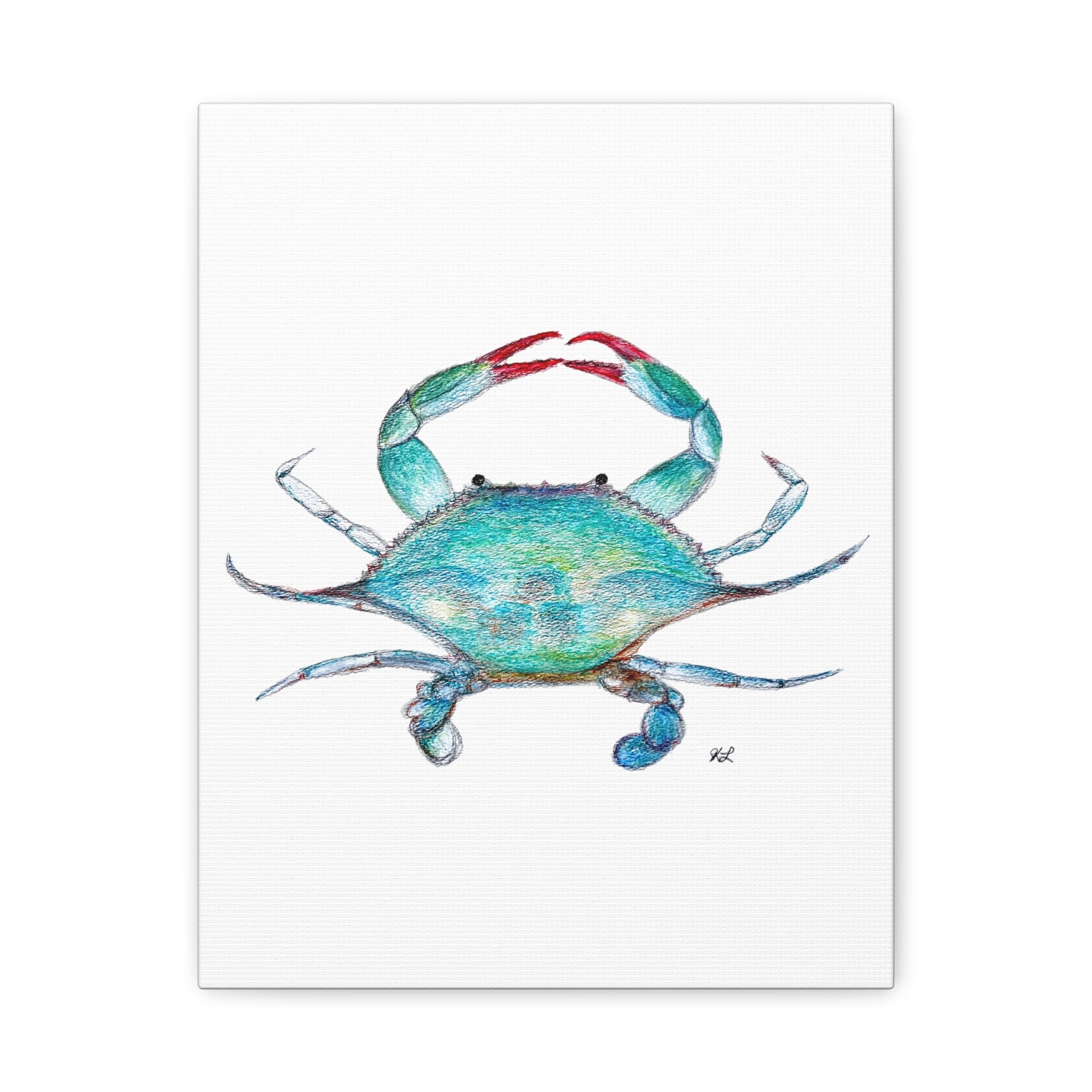 Blue Crab watercolor Canvas Print