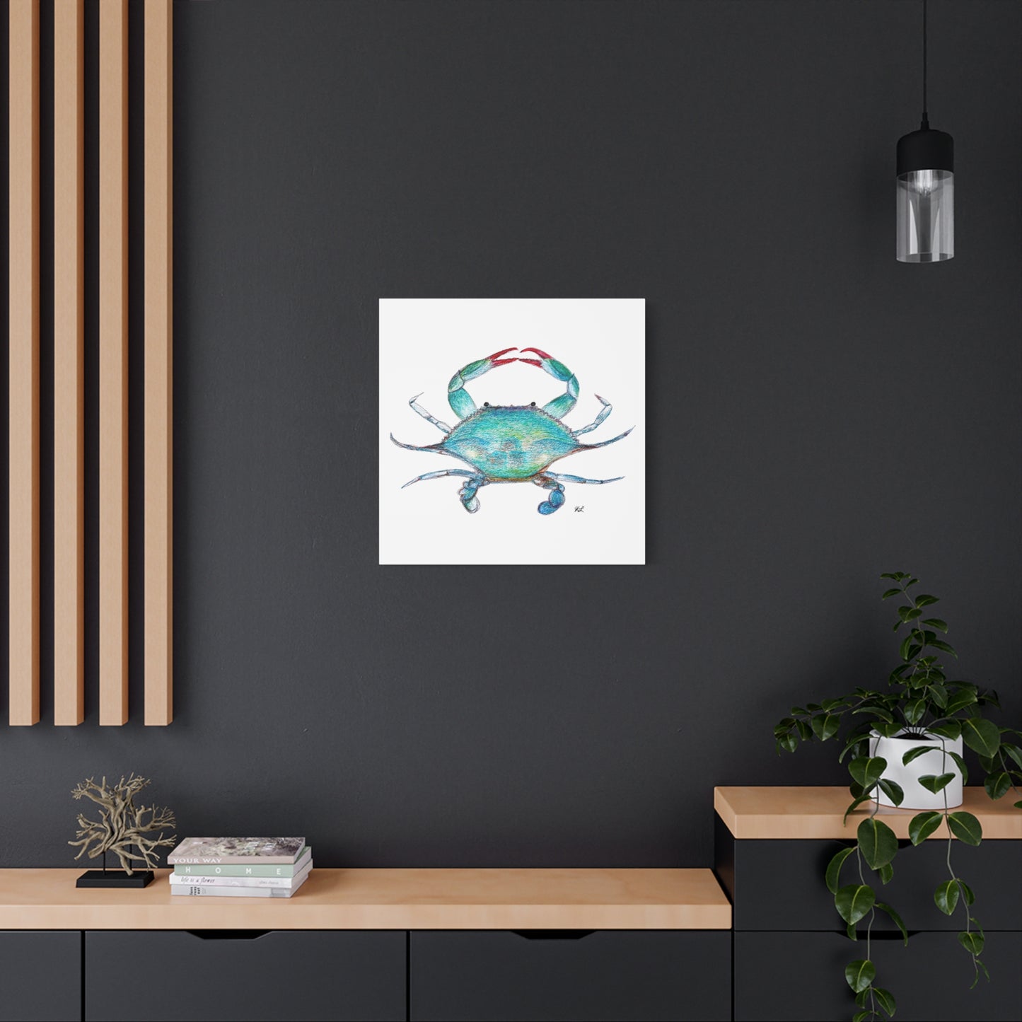 Blue Crab watercolor Canvas Print