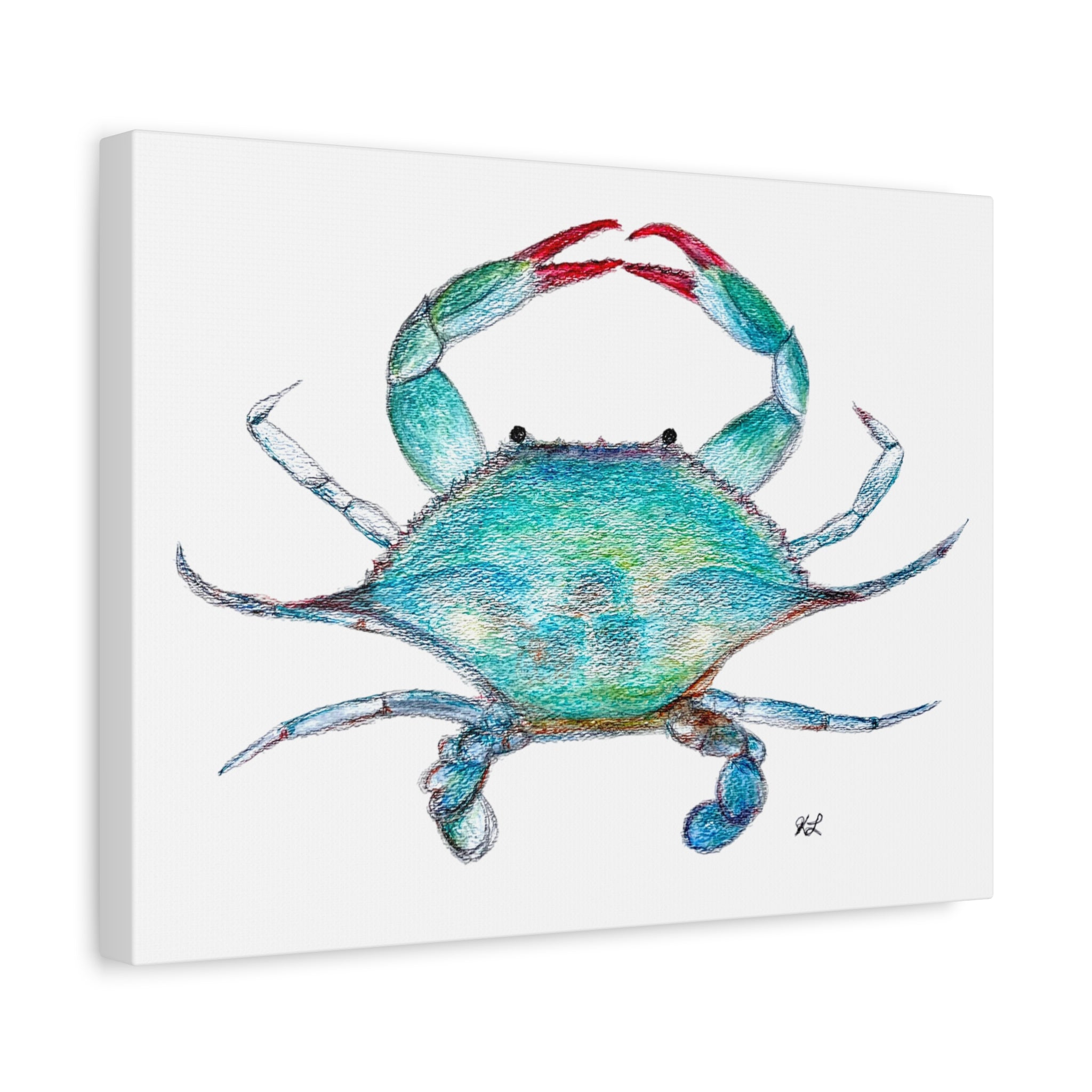 Blue Crab watercolor Canvas Print