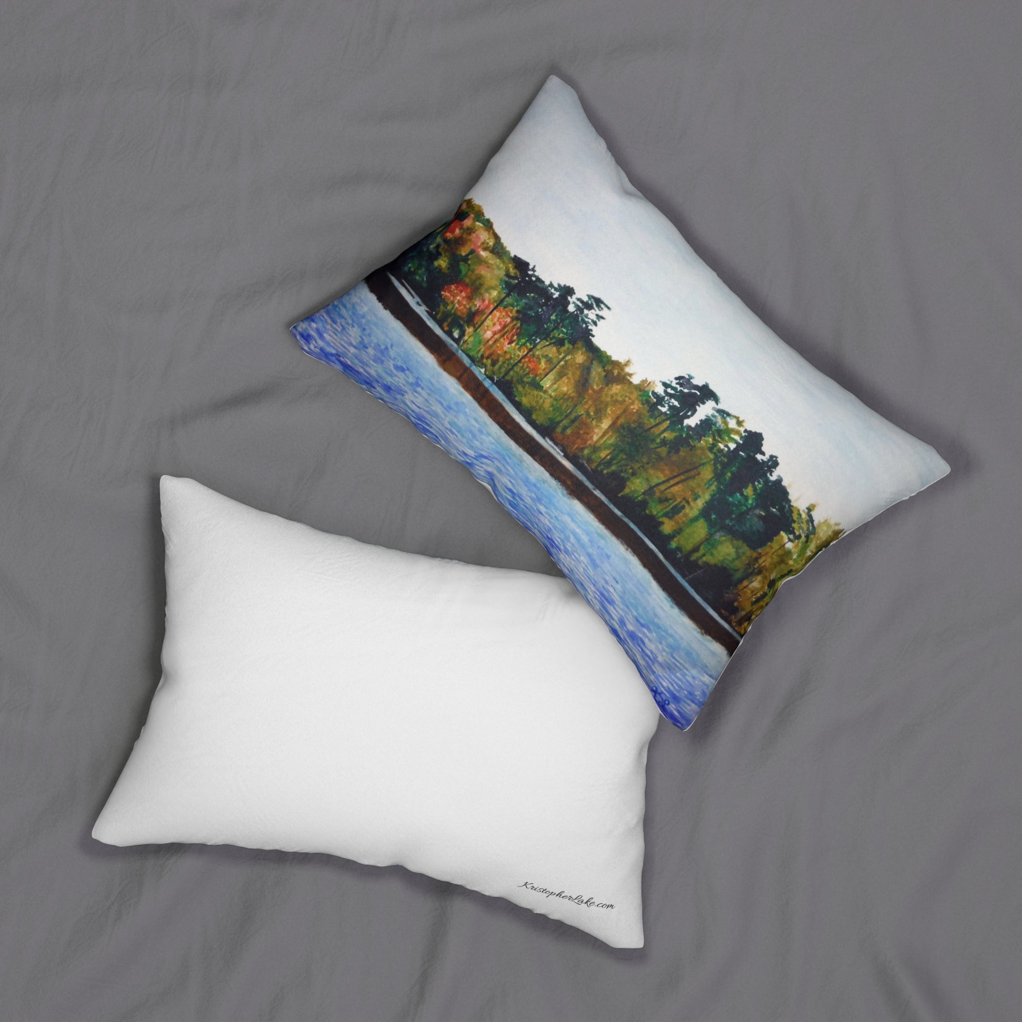 Lake Kayaking Watercolor Lumbar Pillow