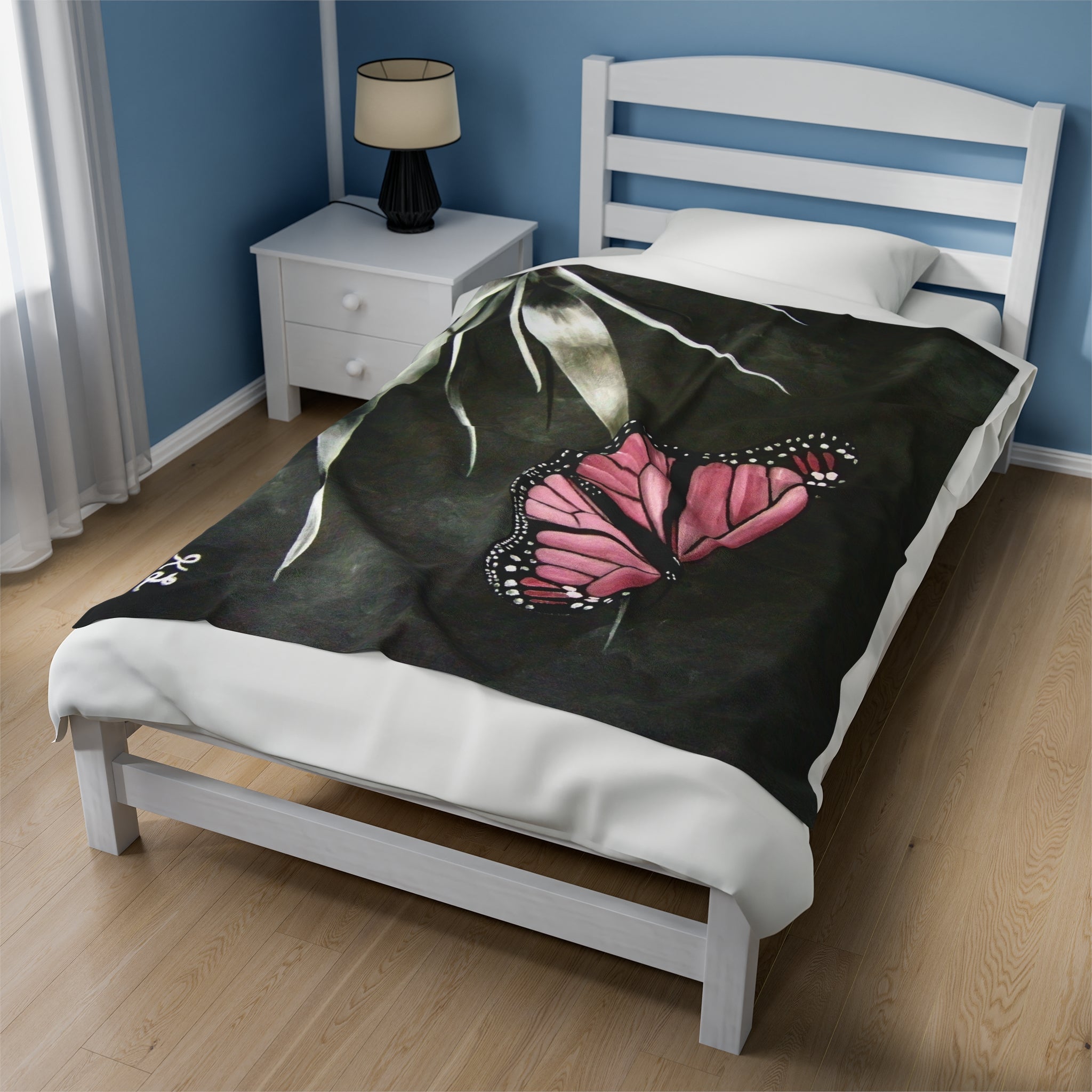 The First Butterfly Velveteen Plush Blanket