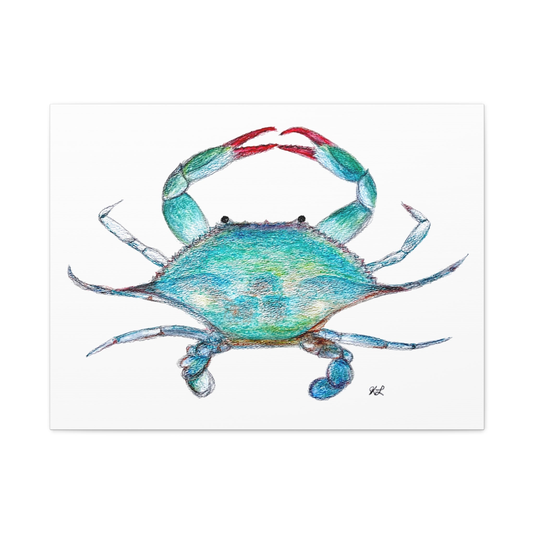 Blue Crab watercolor Canvas Print