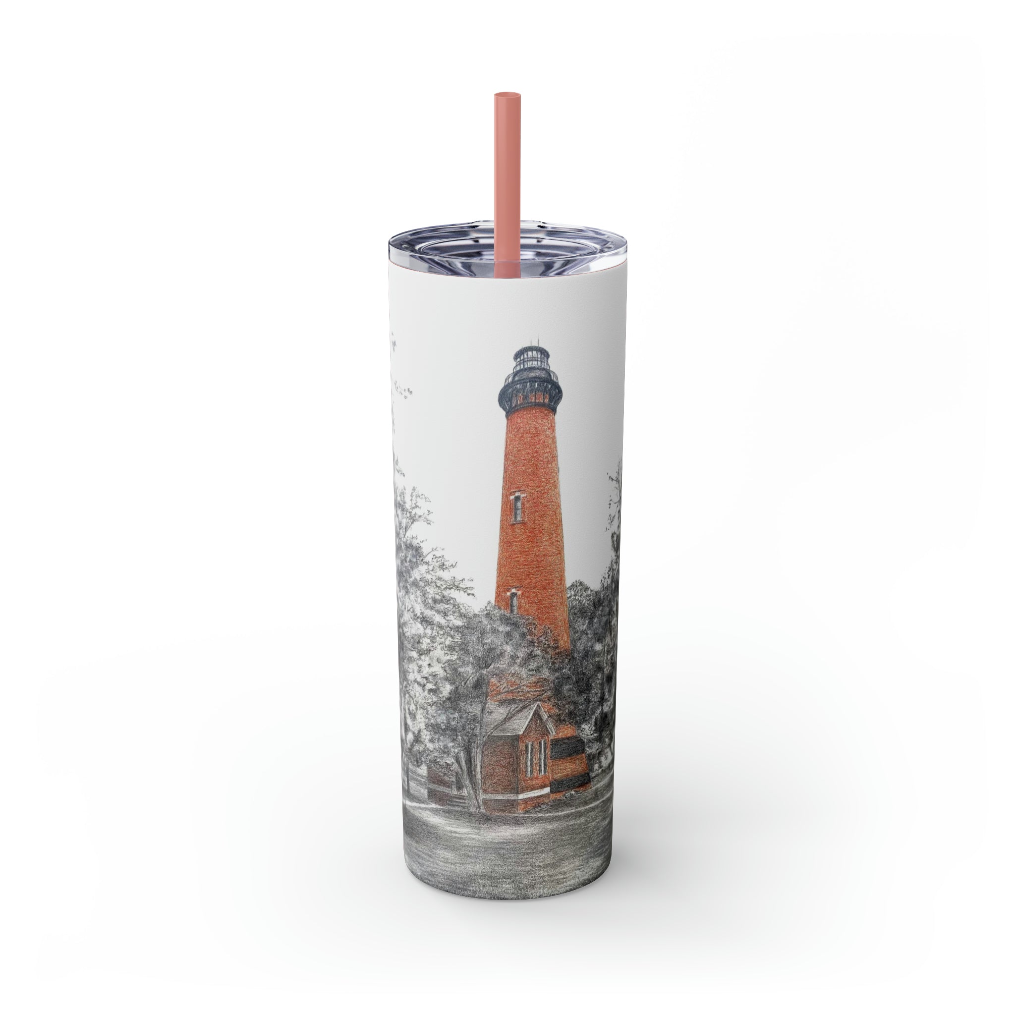 Currituck Lighthouse Skinny Tumbler with Straw, 20oz