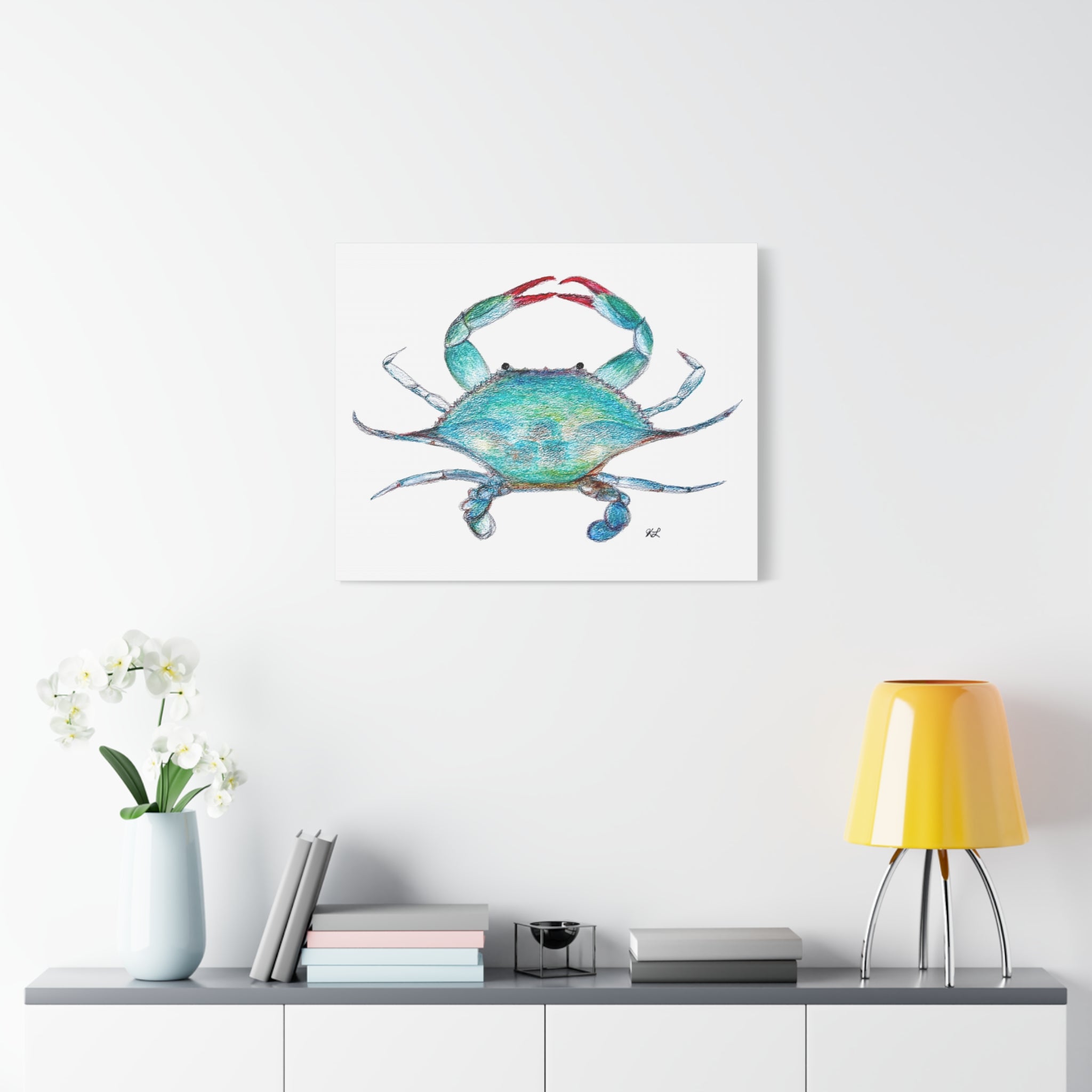 Blue Crab watercolor Canvas Print