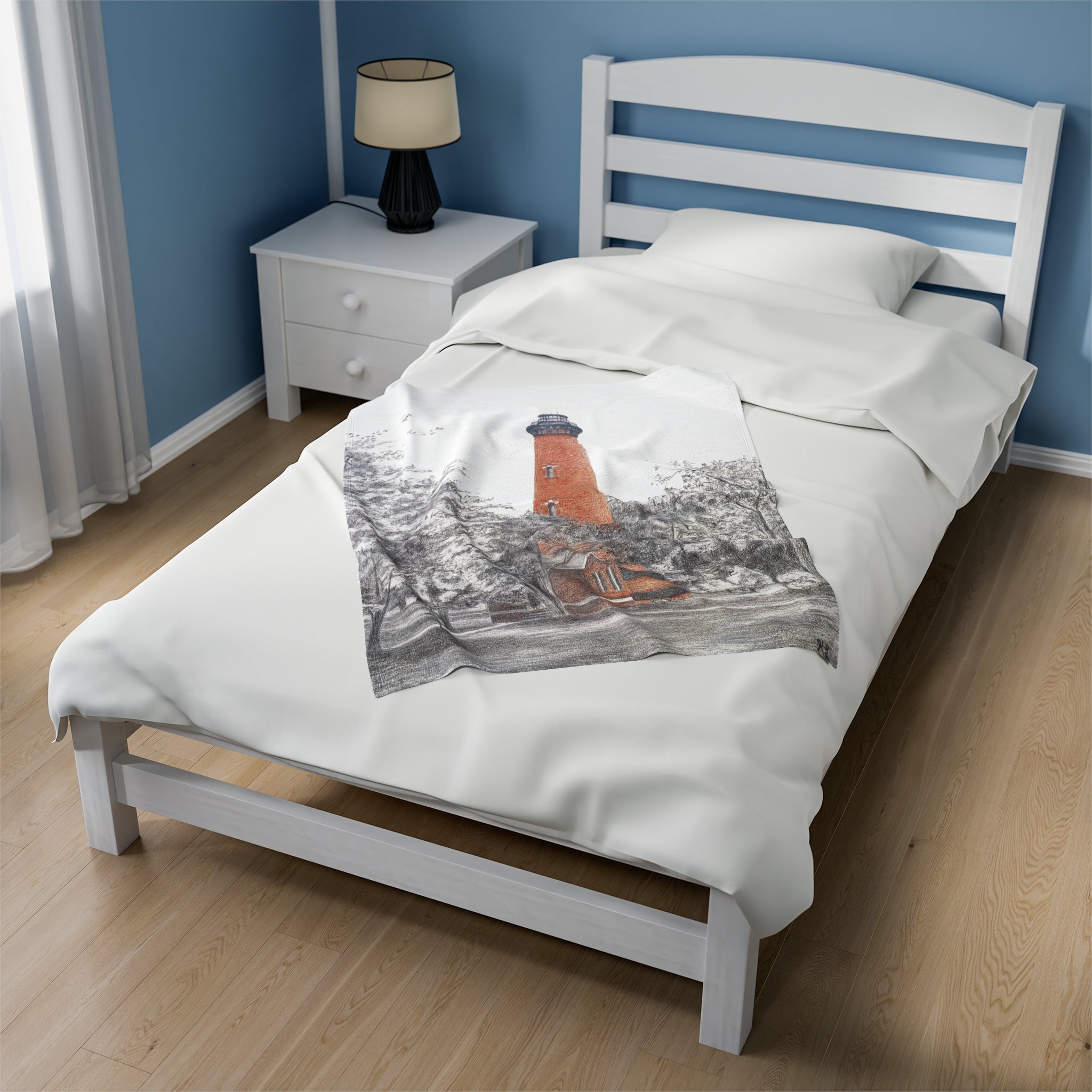 Currituck Lighthouse Velveteen Plush Blanket