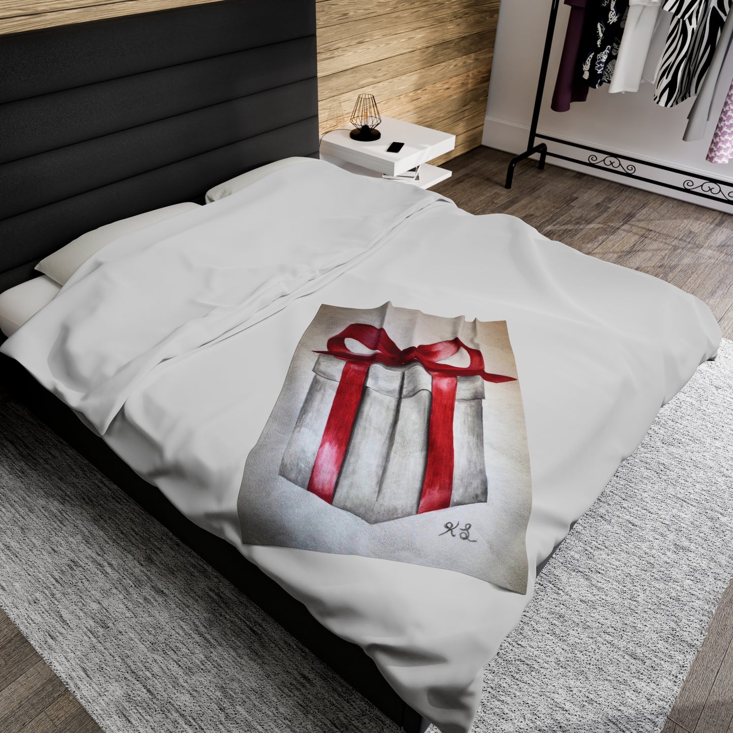 Present Watercolor Velveteen Plush Blanket