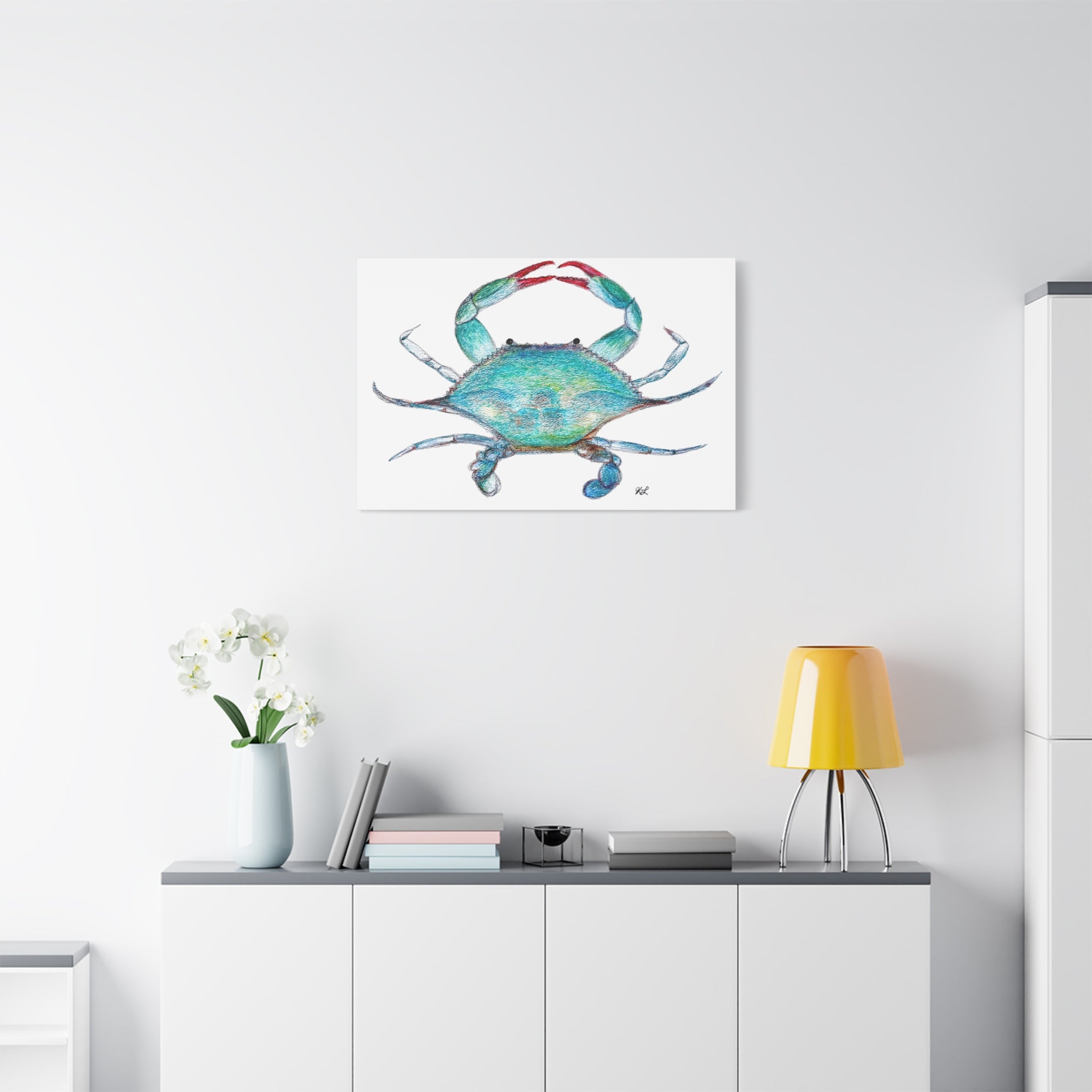 Blue Crab watercolor Canvas Print