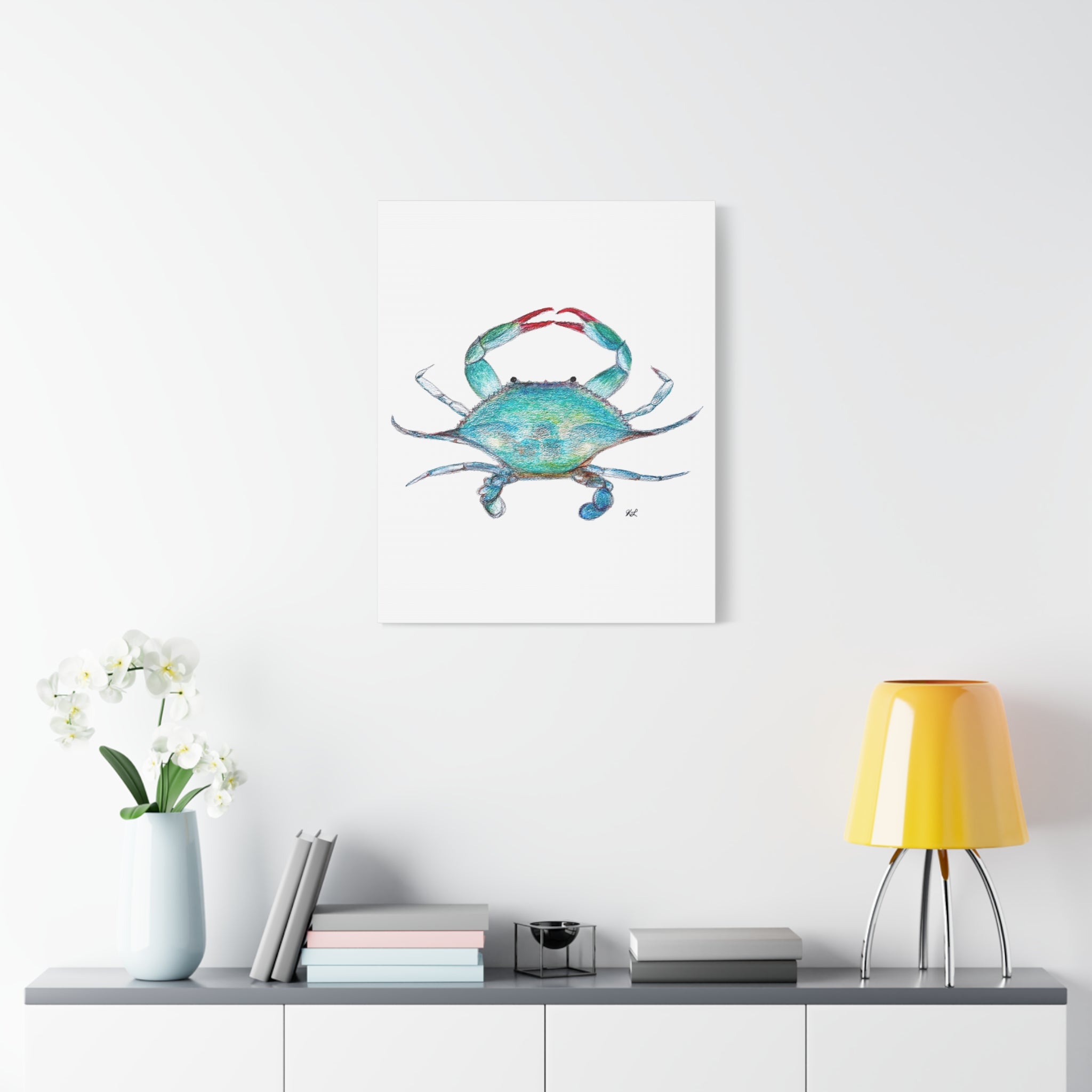 Blue Crab watercolor Canvas Print