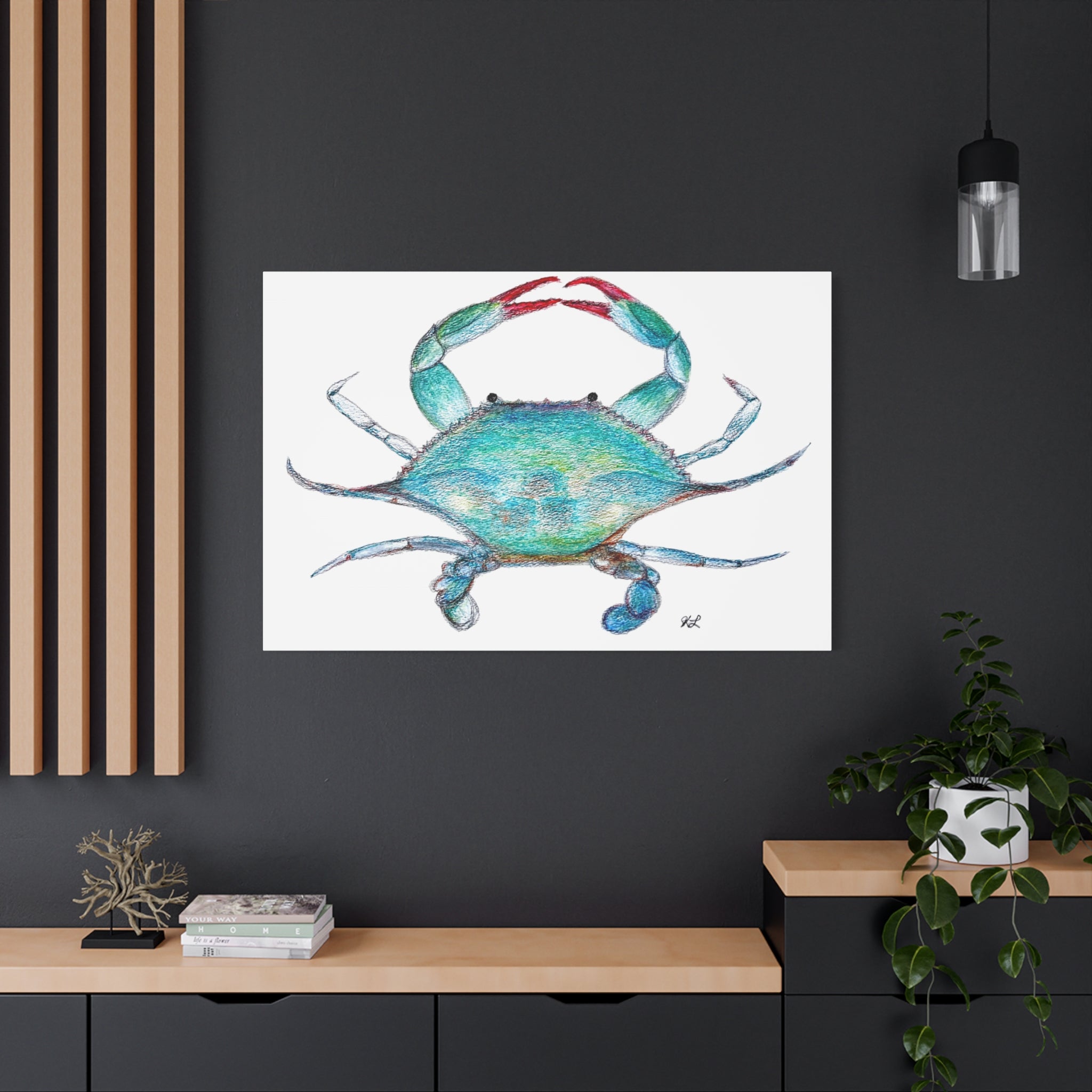 Blue Crab watercolor Canvas Print