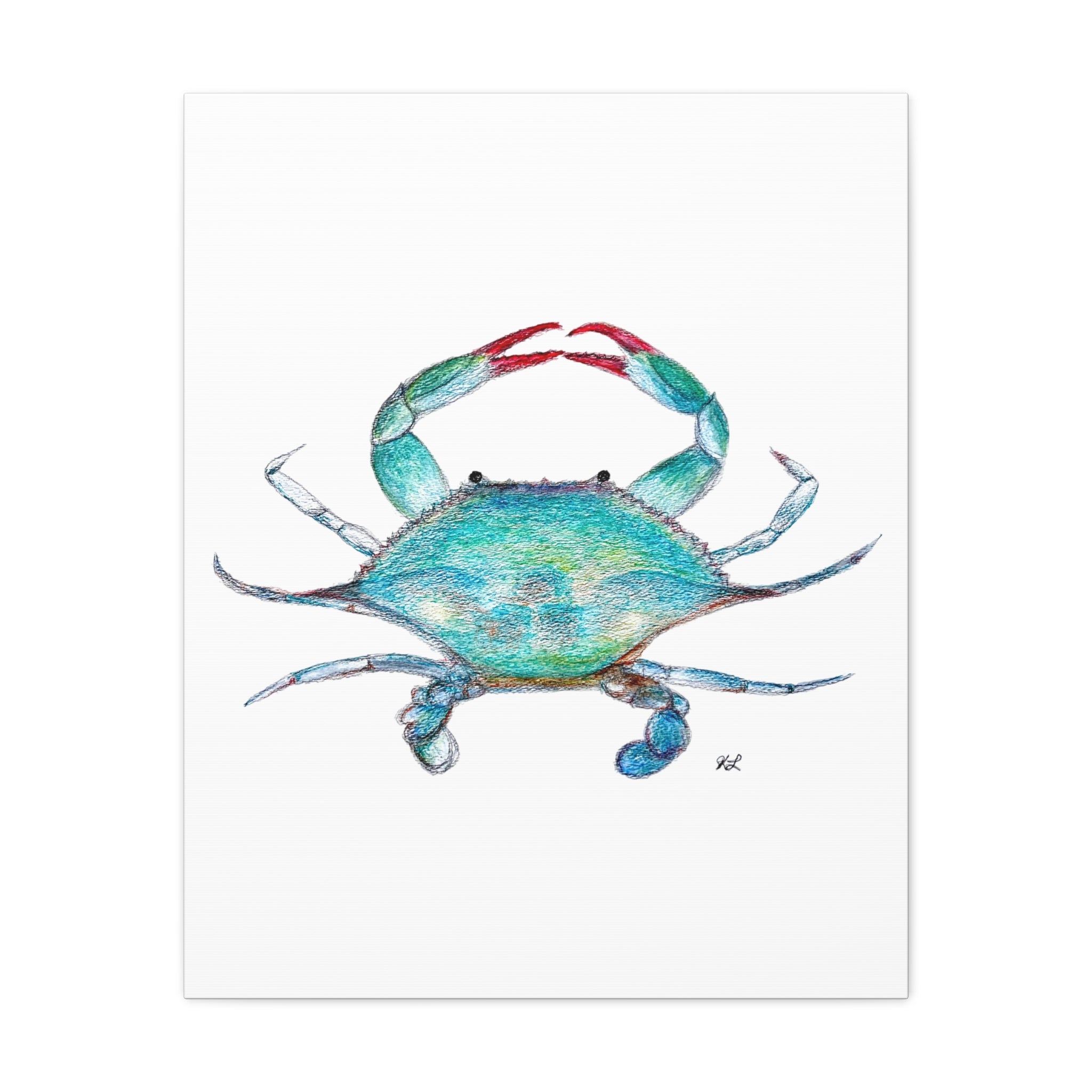 Blue Crab watercolor Canvas Print
