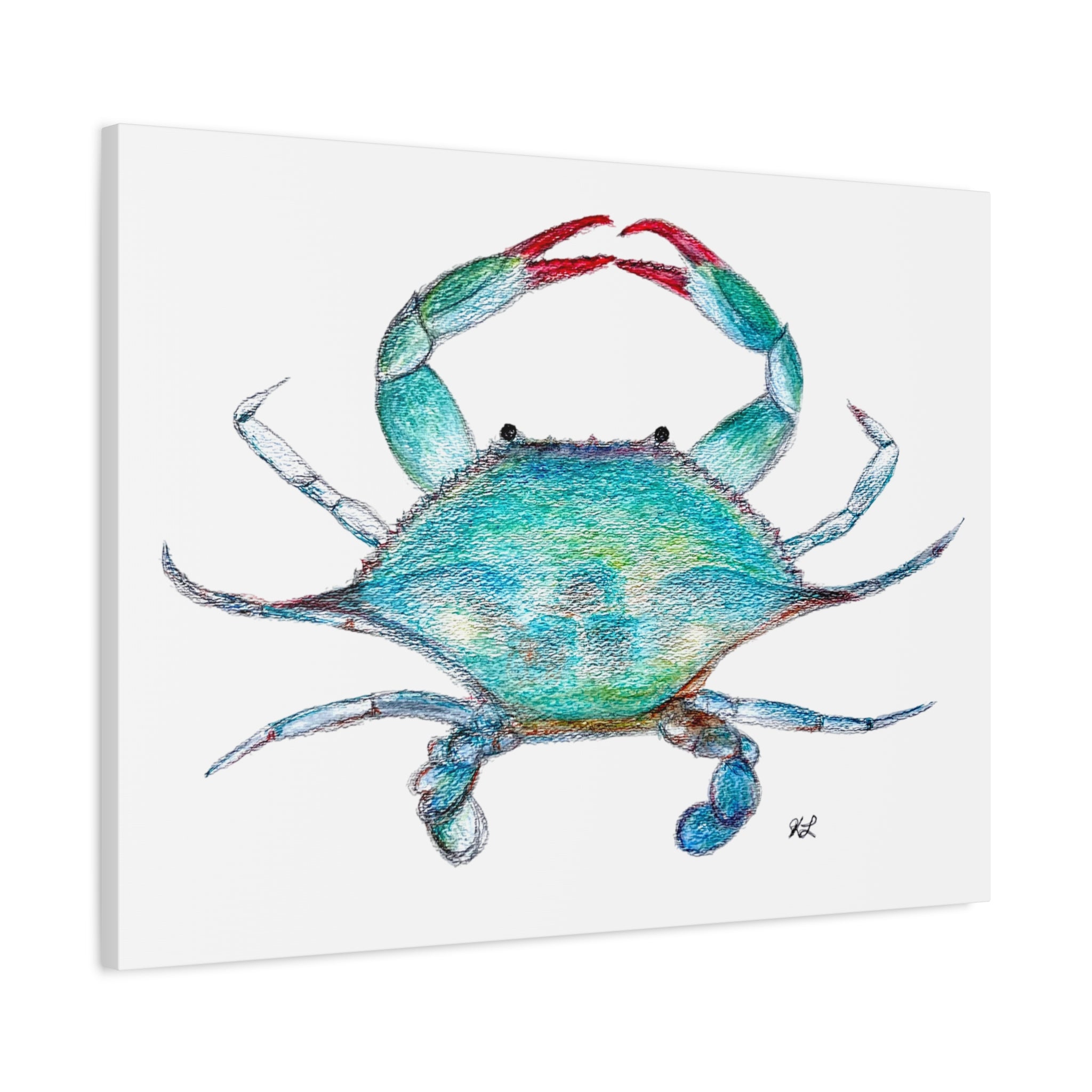 Blue Crab watercolor Canvas Print