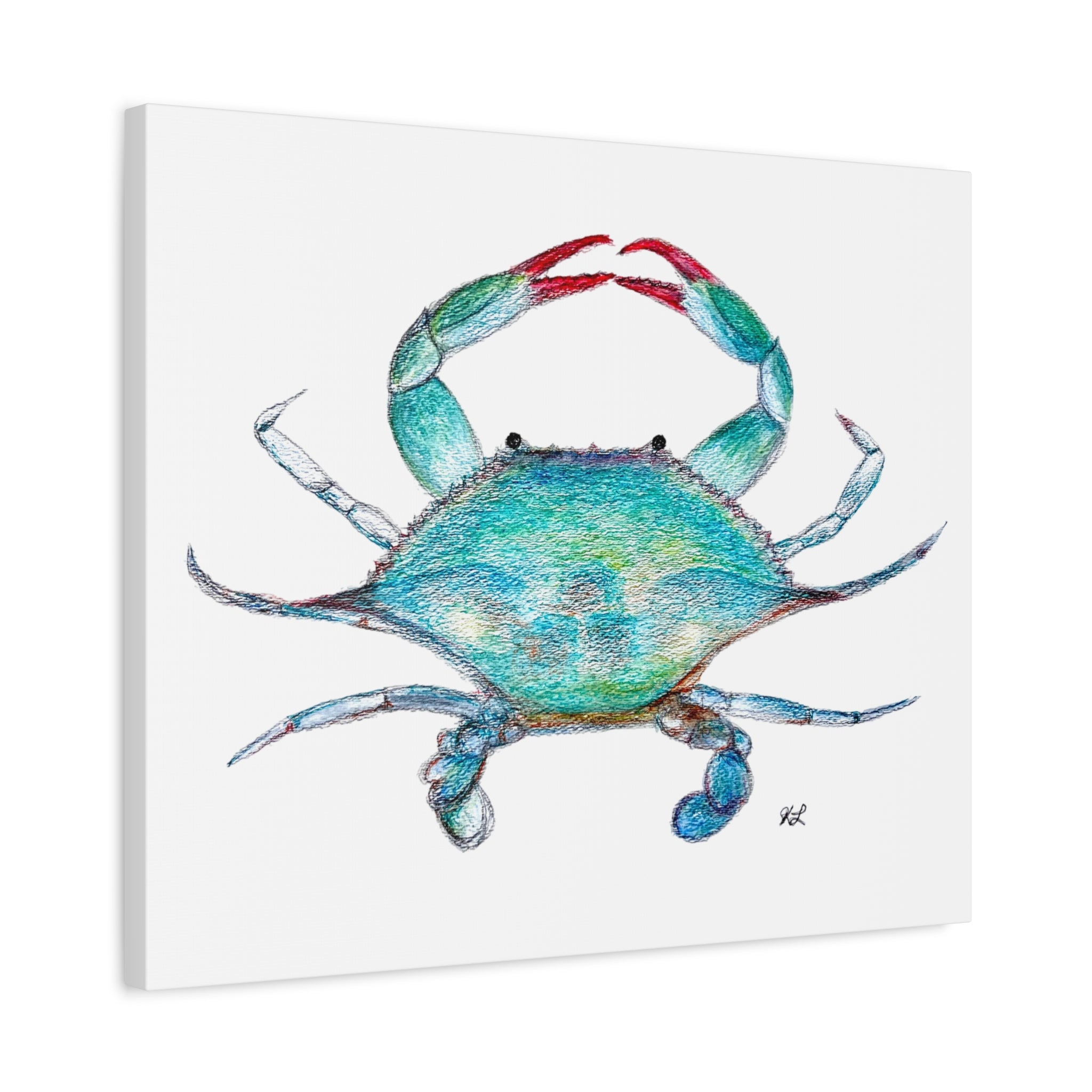 Blue Crab watercolor Canvas Print