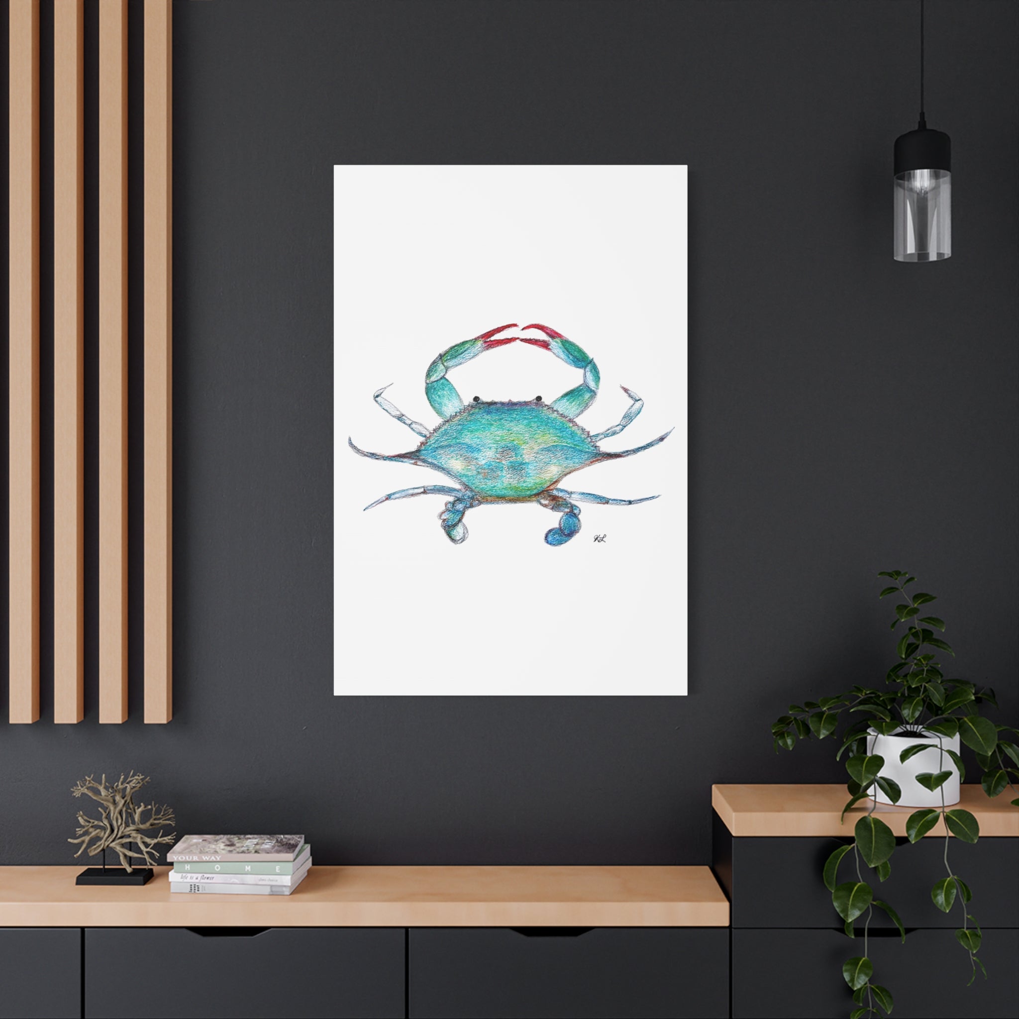 Blue Crab watercolor Canvas Print