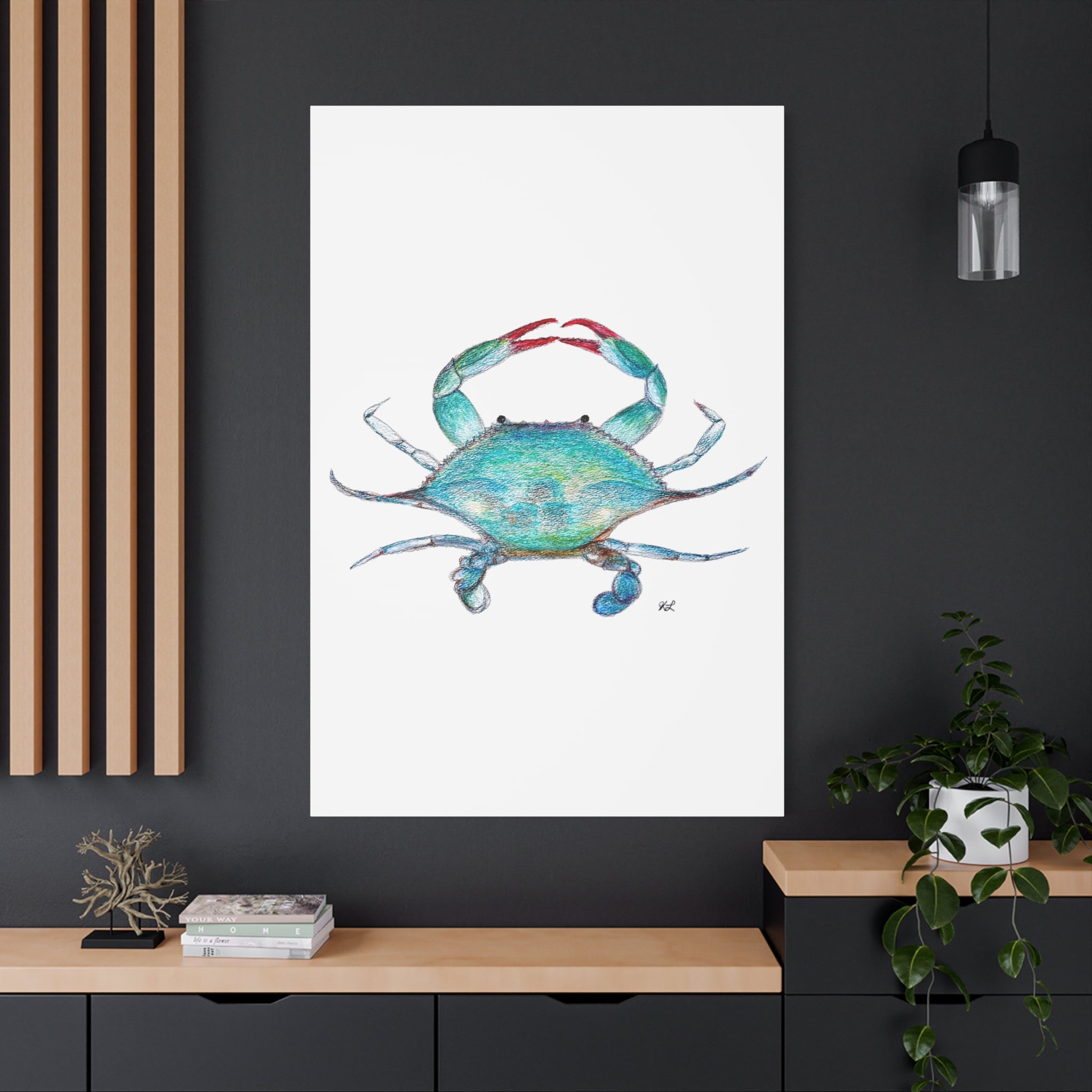 Blue Crab watercolor Canvas Print