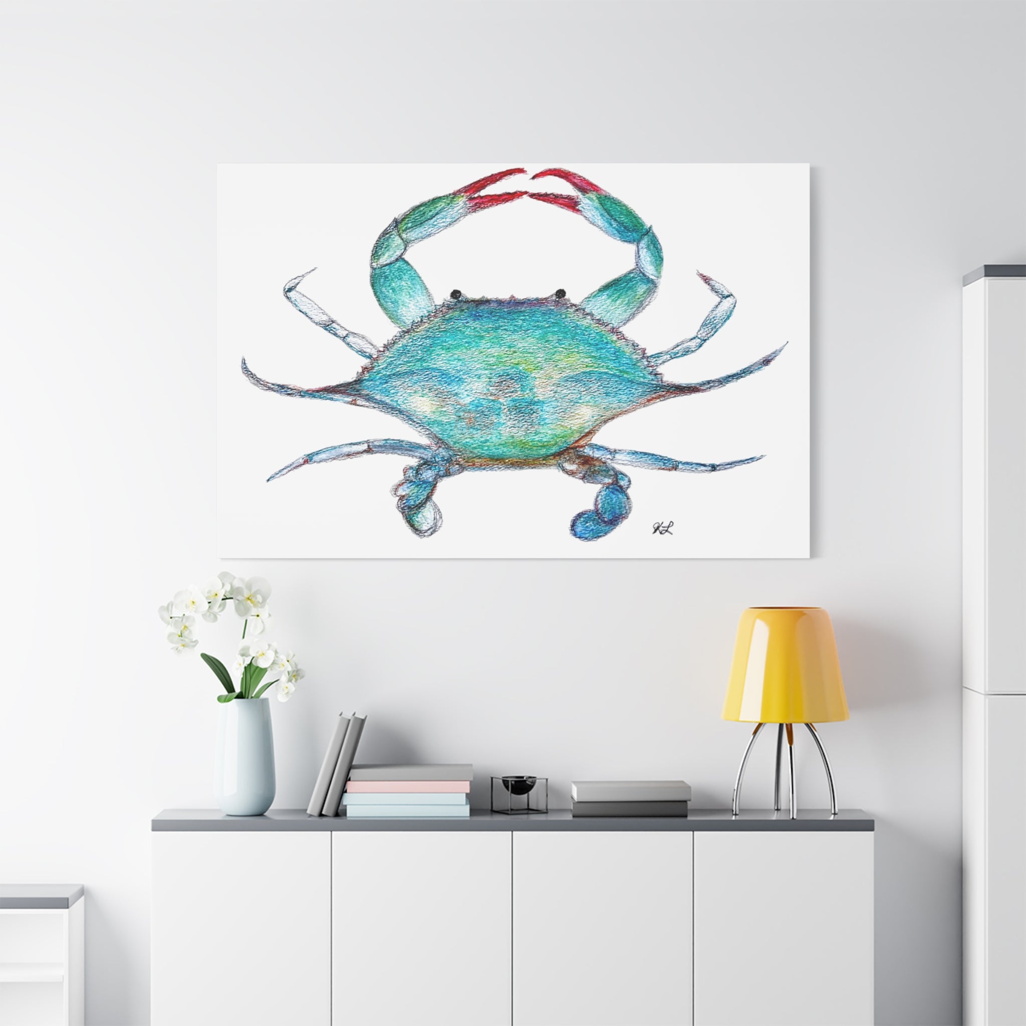 Blue Crab watercolor Canvas Print
