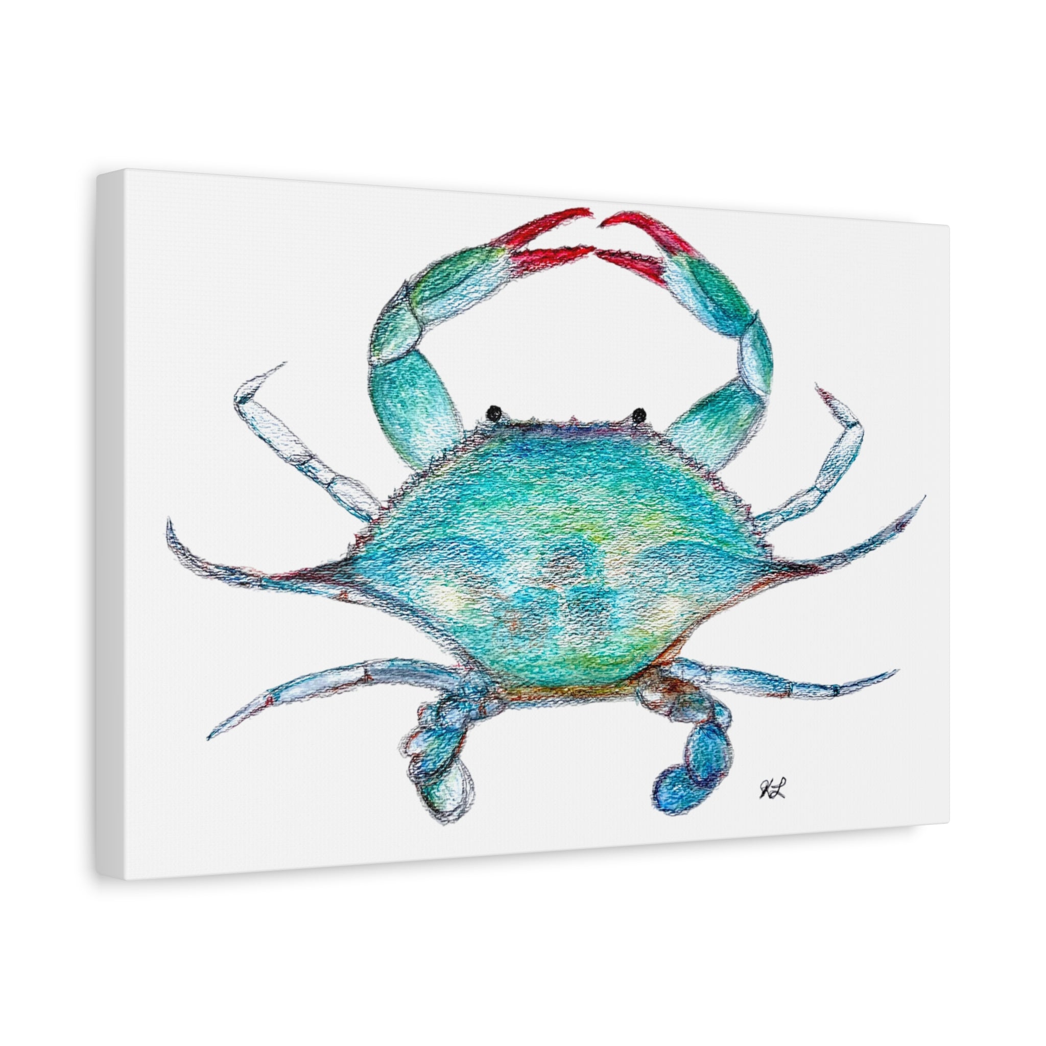 Blue Crab watercolor Canvas Print
