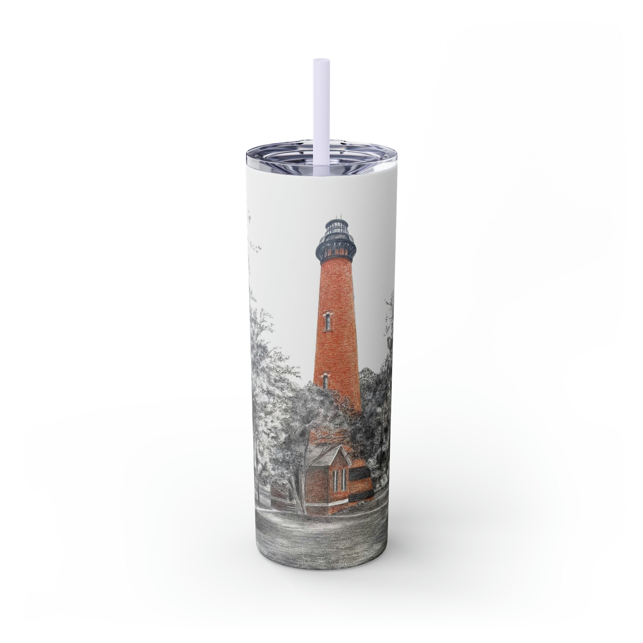 Currituck Lighthouse Skinny Tumbler with Straw, 20oz