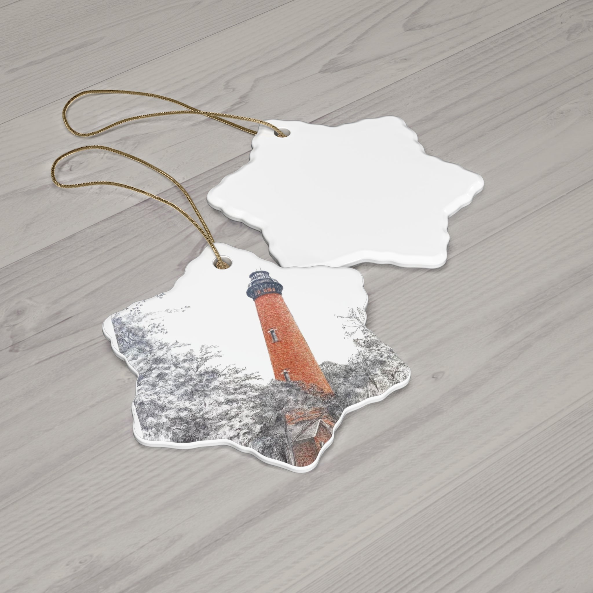 Currituck Lighthouse Ceramic Ornament, 3 Shapes