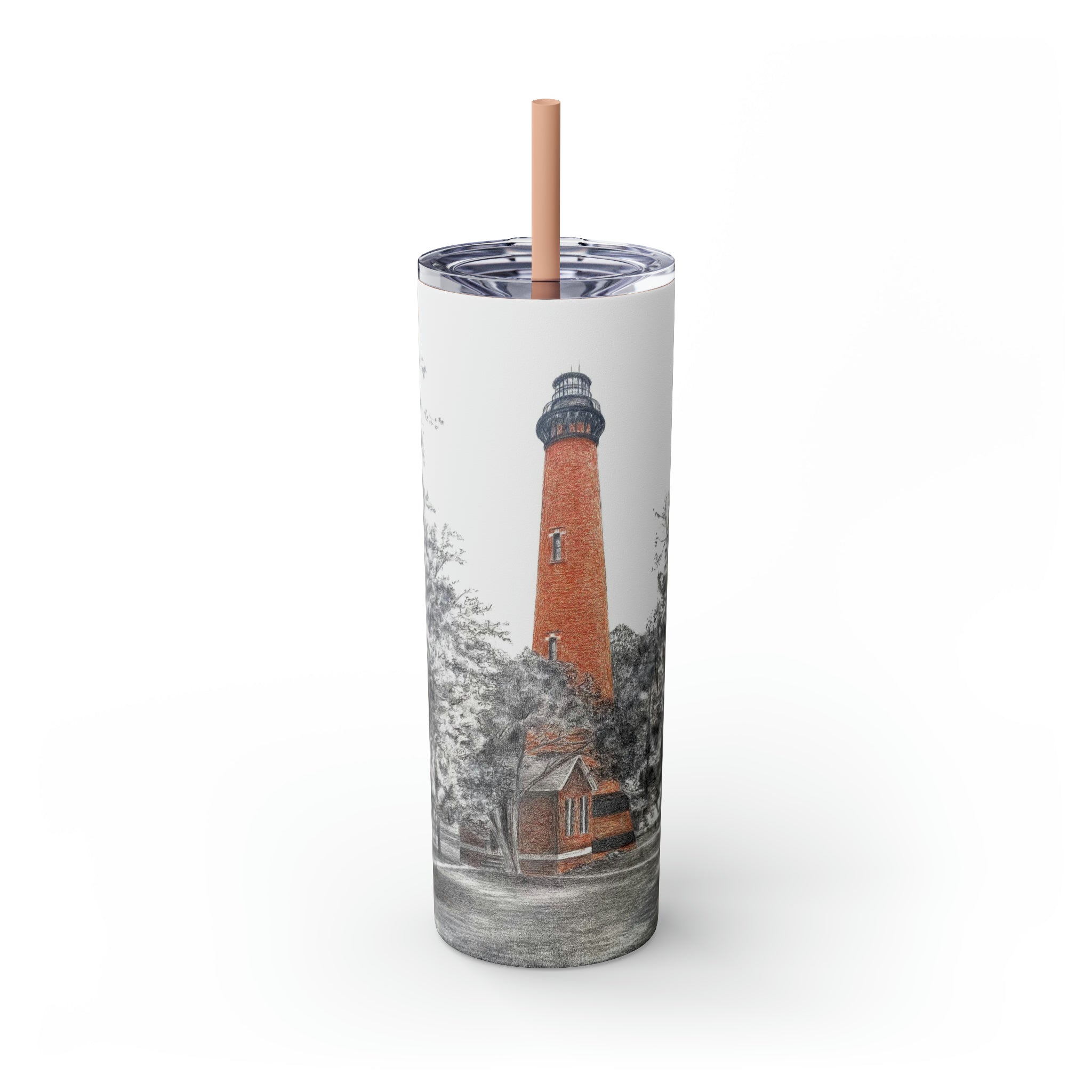Currituck Lighthouse Skinny Tumbler with Straw, 20oz