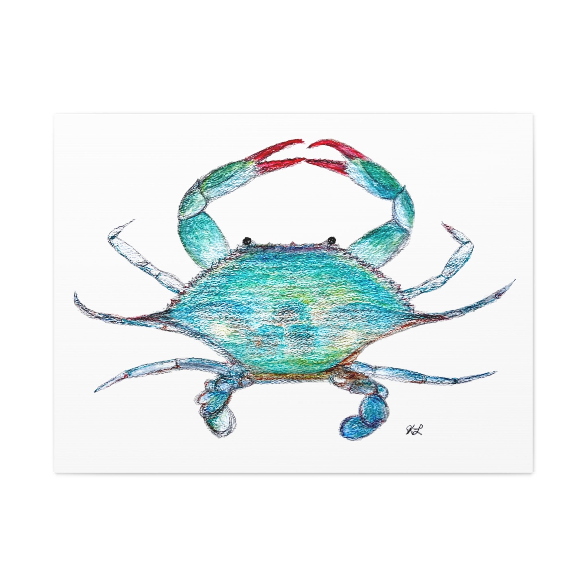 Blue Crab watercolor Canvas Print
