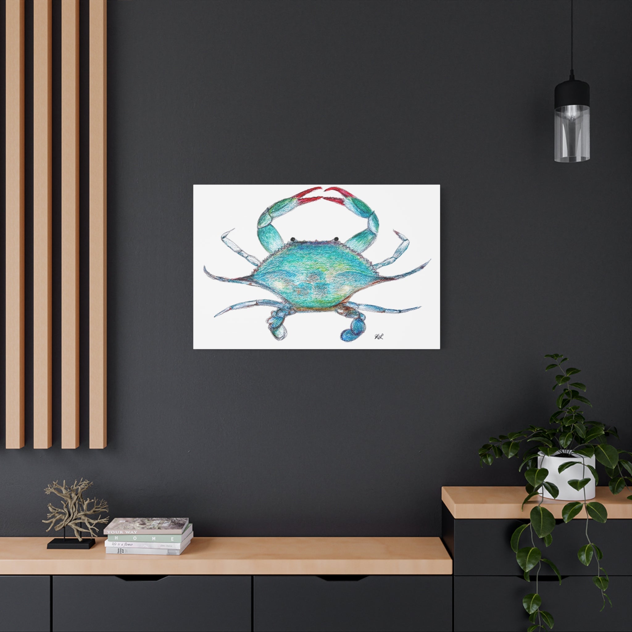 Blue Crab watercolor Canvas Print