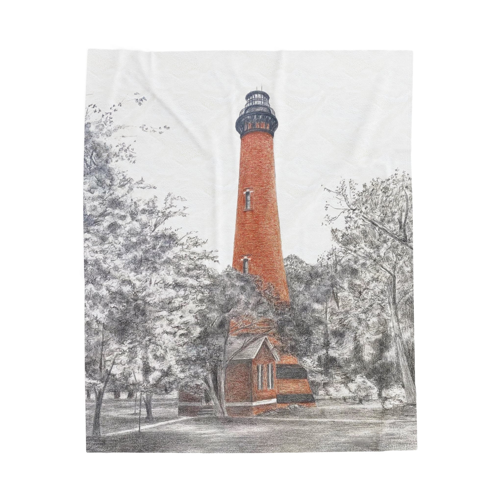 Currituck Lighthouse Velveteen Plush Blanket
