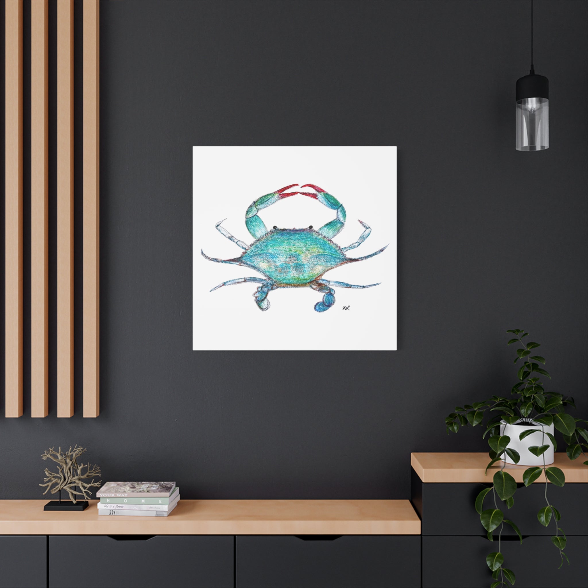 Blue Crab watercolor Canvas Print
