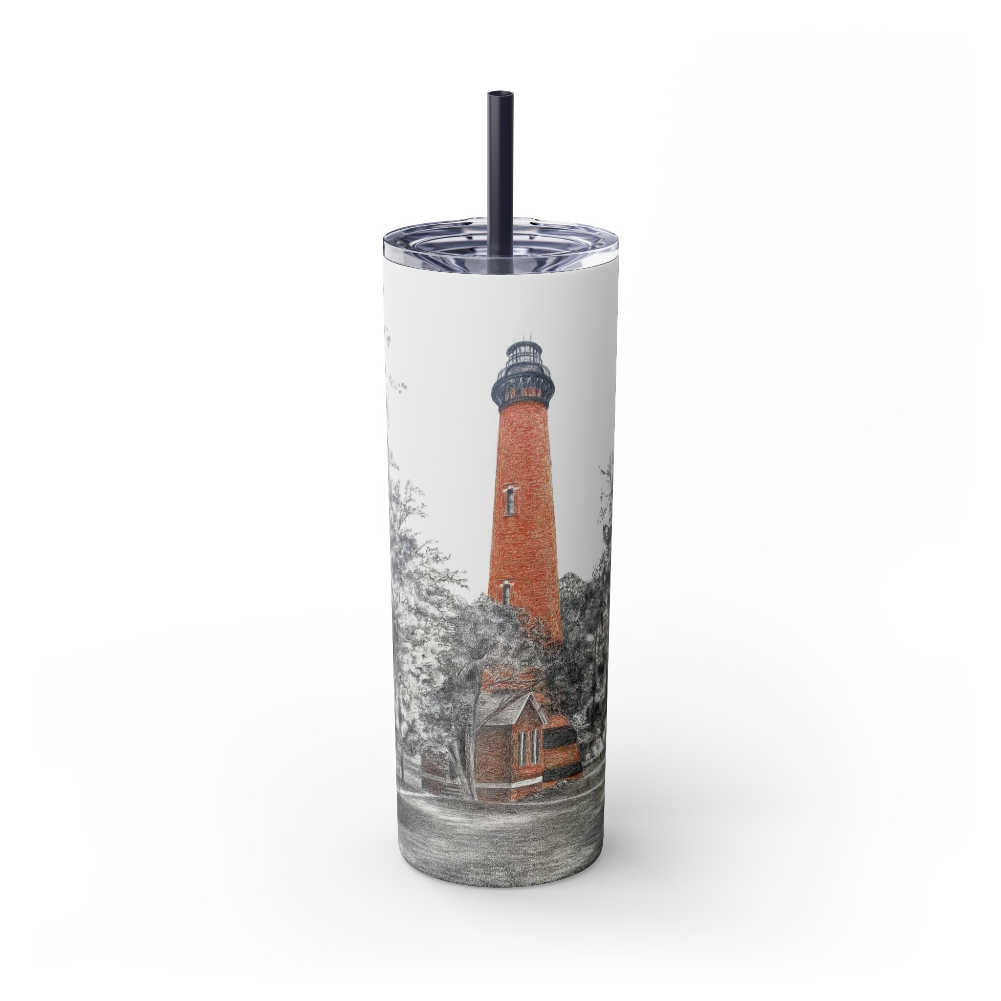 Currituck Lighthouse Skinny Tumbler with Straw, 20oz
