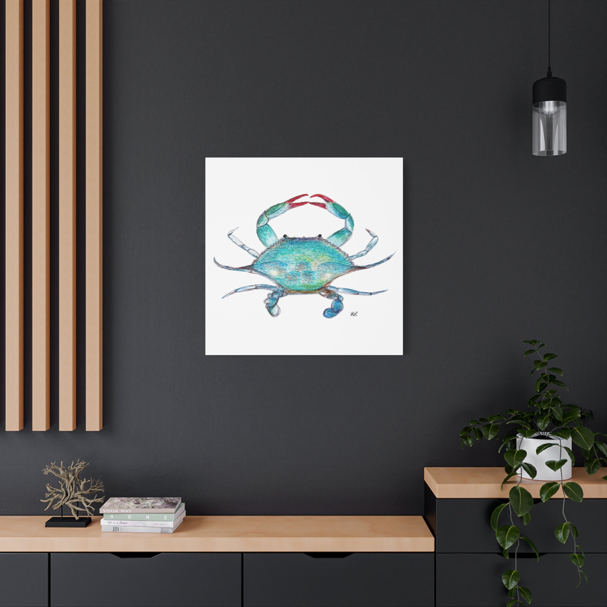 Blue Crab watercolor Canvas Print