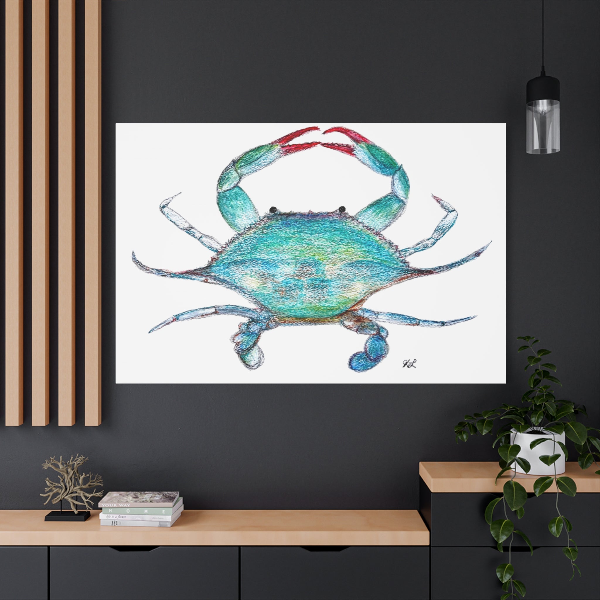 Blue Crab watercolor Canvas Print