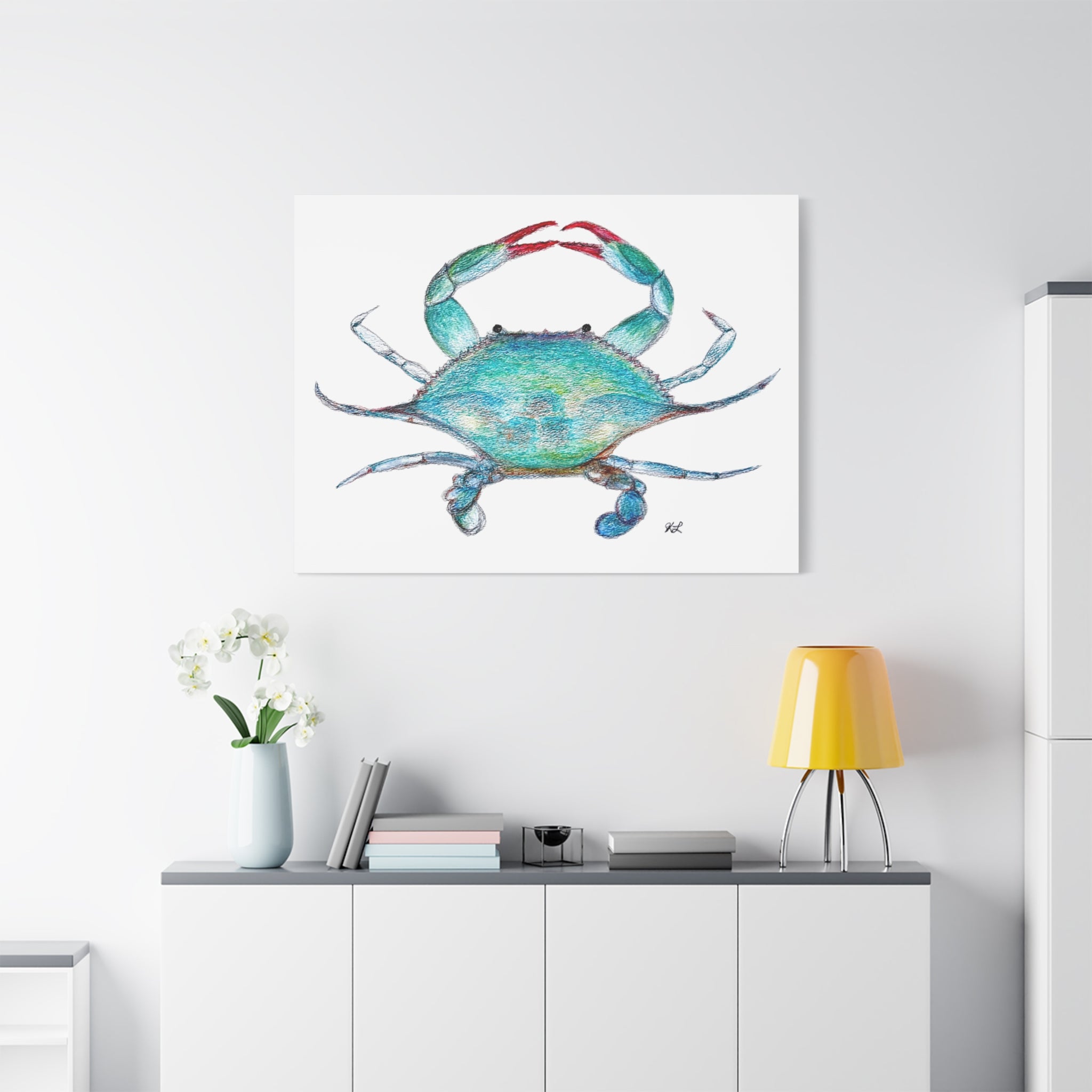 Blue Crab watercolor Canvas Print