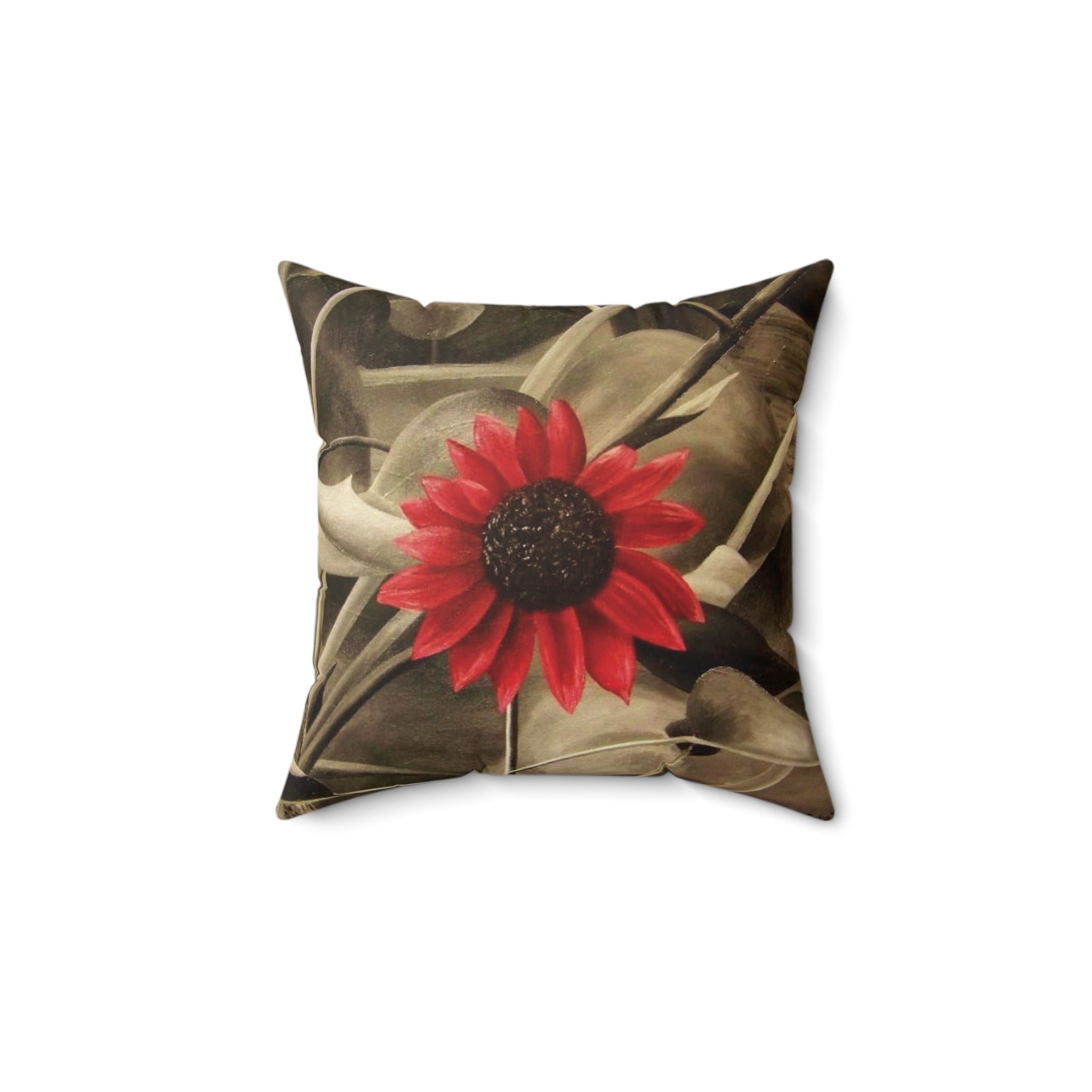 Red Flower oil painting Square Pillow