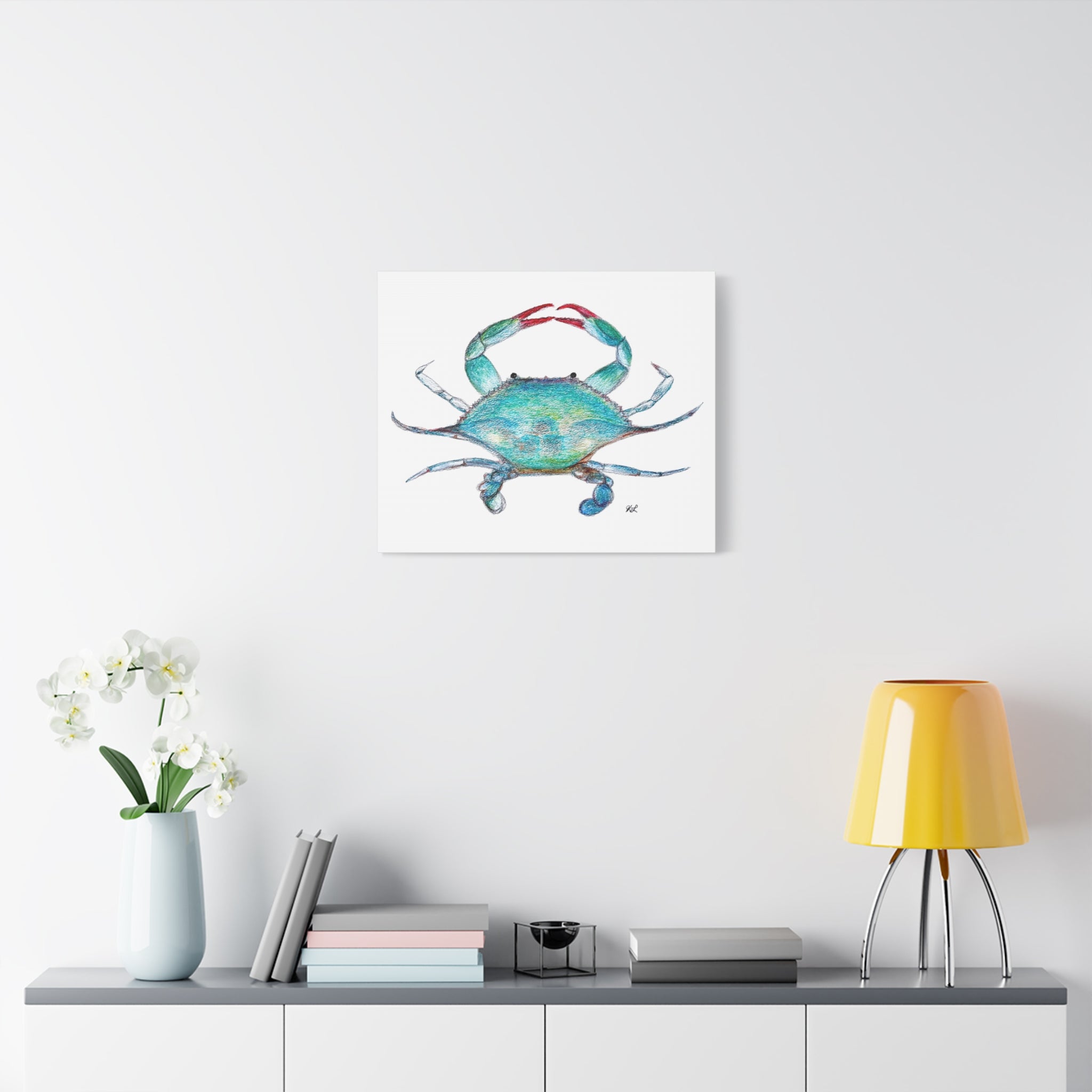 Blue Crab watercolor Canvas Print