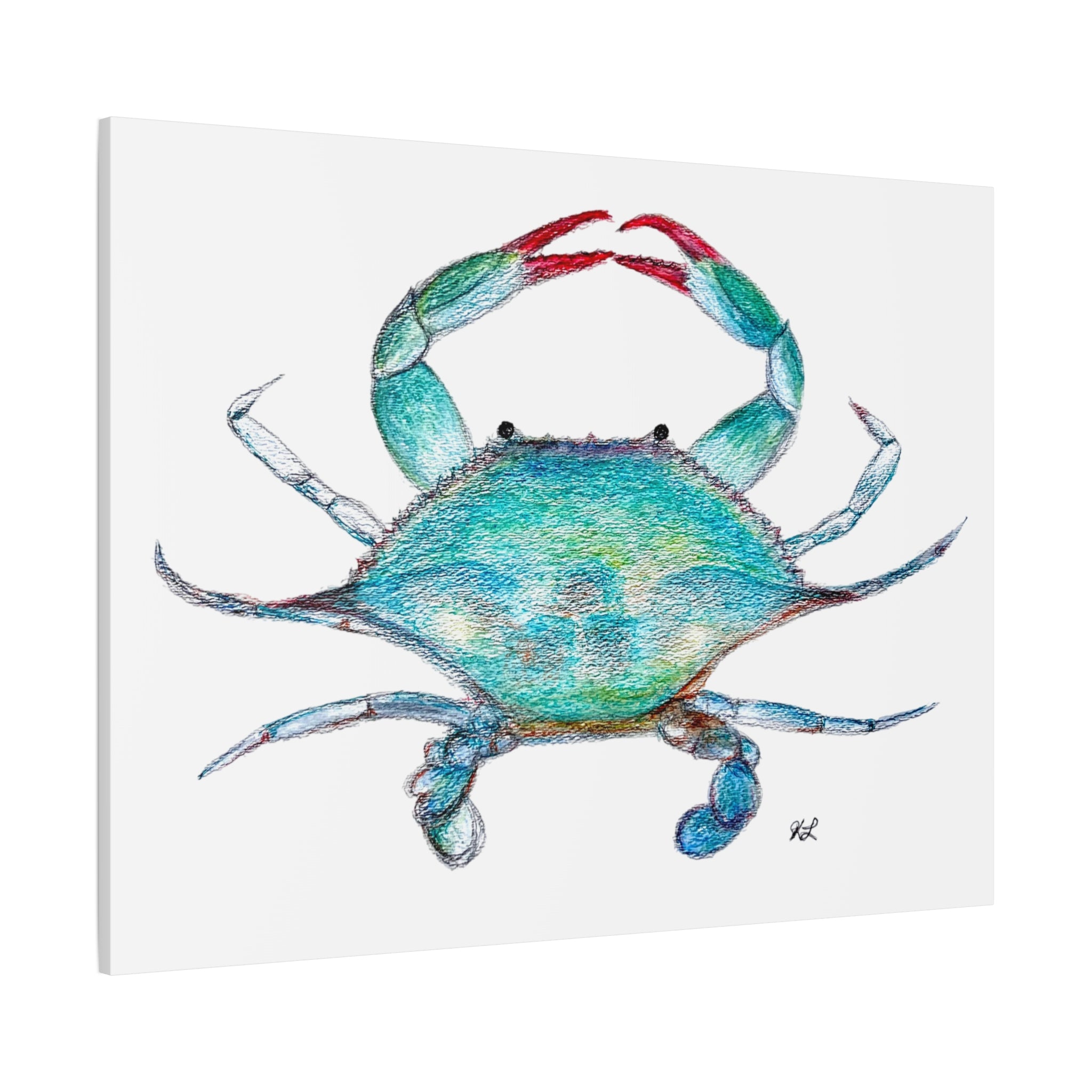 Blue Crab watercolor Canvas Print