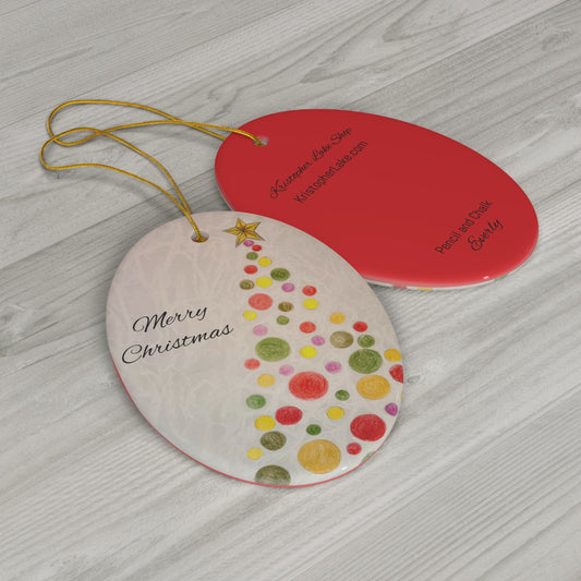 Christmas Tree Drawing Ceramic Ornament, Signature Collection