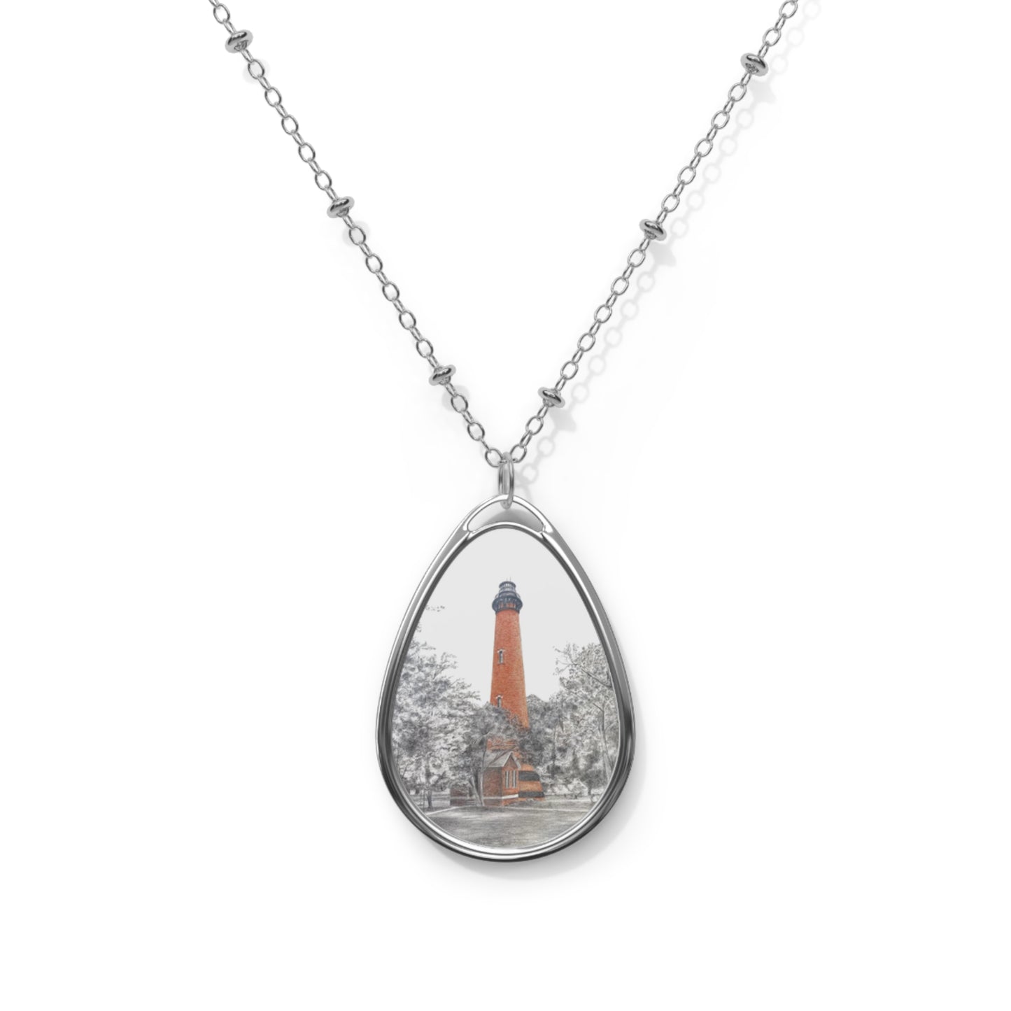 Currituck Lighthouse Oval Necklace