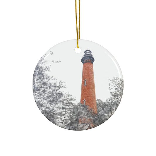 Currituck Lighthouse Ceramic Ornament, 3 Shapes