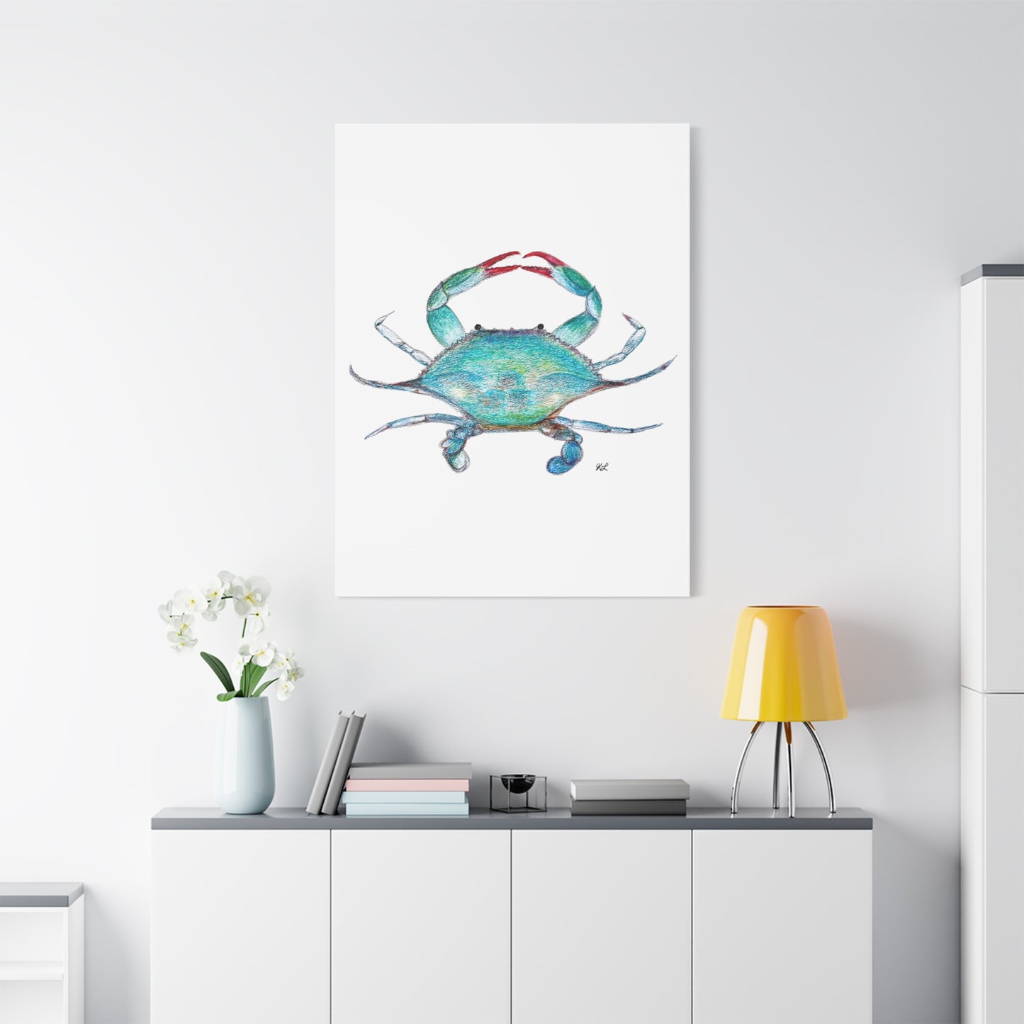 Blue Crab watercolor Canvas Print