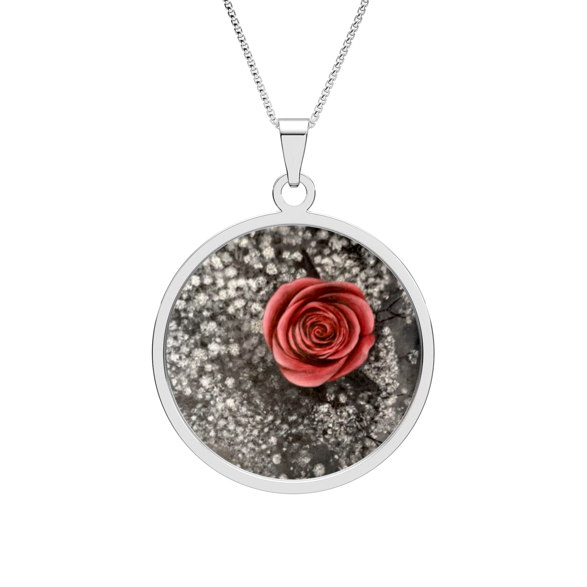 Artist Rose round pendant necklace