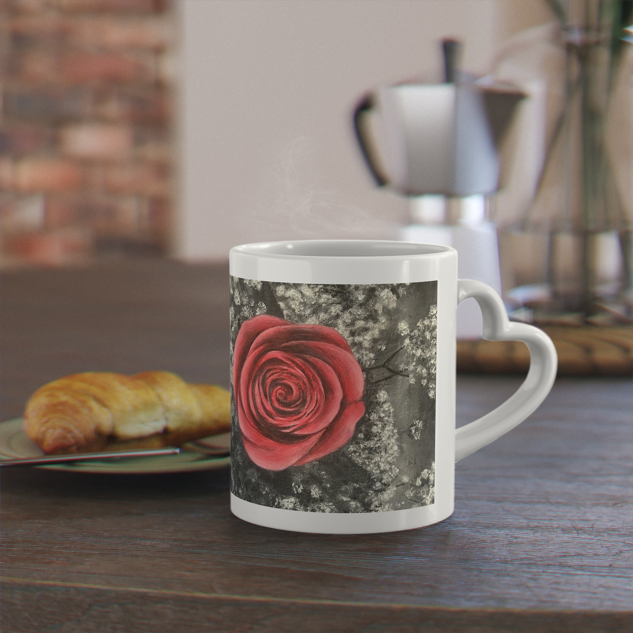 &quot;Artist Rose&quot; oil painting Heart-Shaped Mug